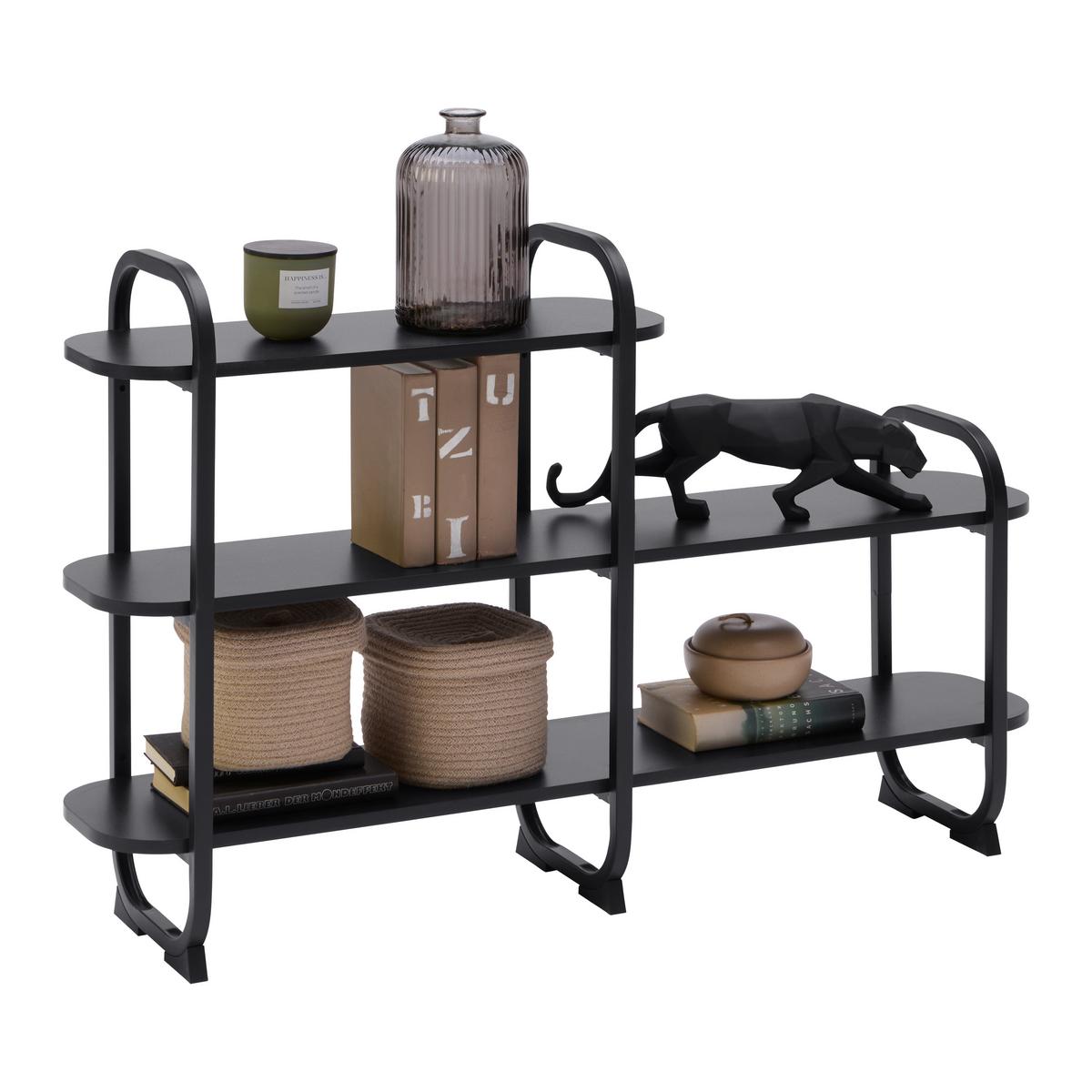 Polc Bend - fekete, Modern, faalapú anyag/fém (115/72/27cm) - Mömax