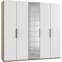 Drehtürenschrank Level 36A mit Spiegel ca. 250 cm Weiß/Eiche - Chromfarben/Eichefarben, MODERN, Holzwerkstoff (250/236/58cm) - MID.YOU