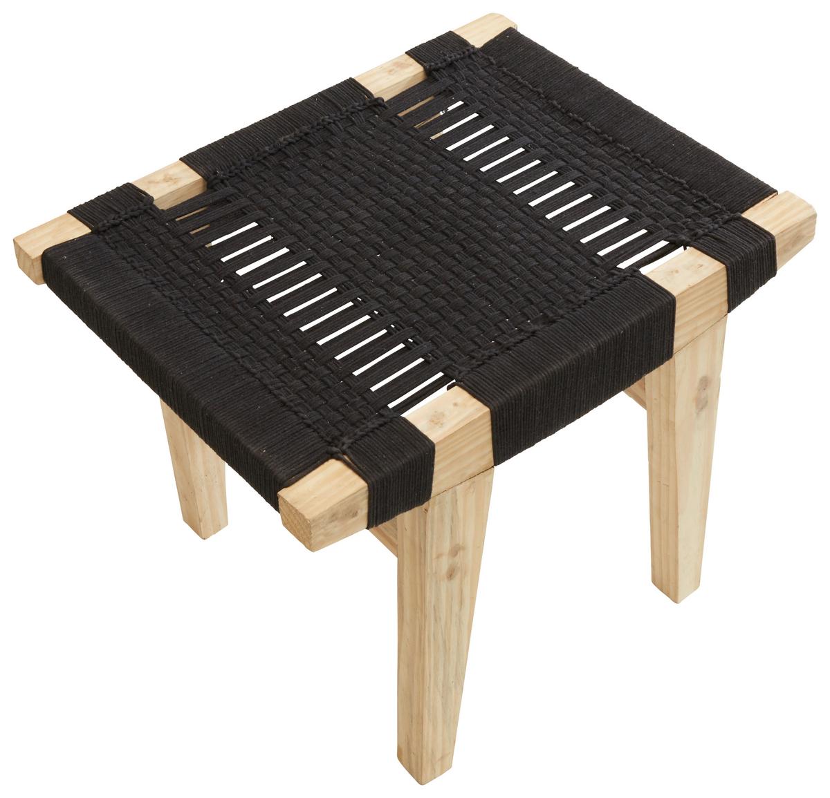 Hocker in Schwarz - Schwarz/Kieferfarben, Modern, Holz/Textil (45/45/55cm) - Premium Living