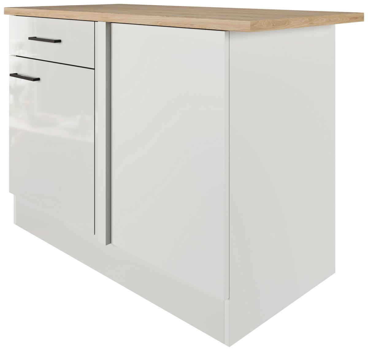 Eckunterschrank in Lichtgrau glänzend - Schwarz/Grau, MODERN, Holzwerkstoff/Metall (110/86/60cm) - FlexWell