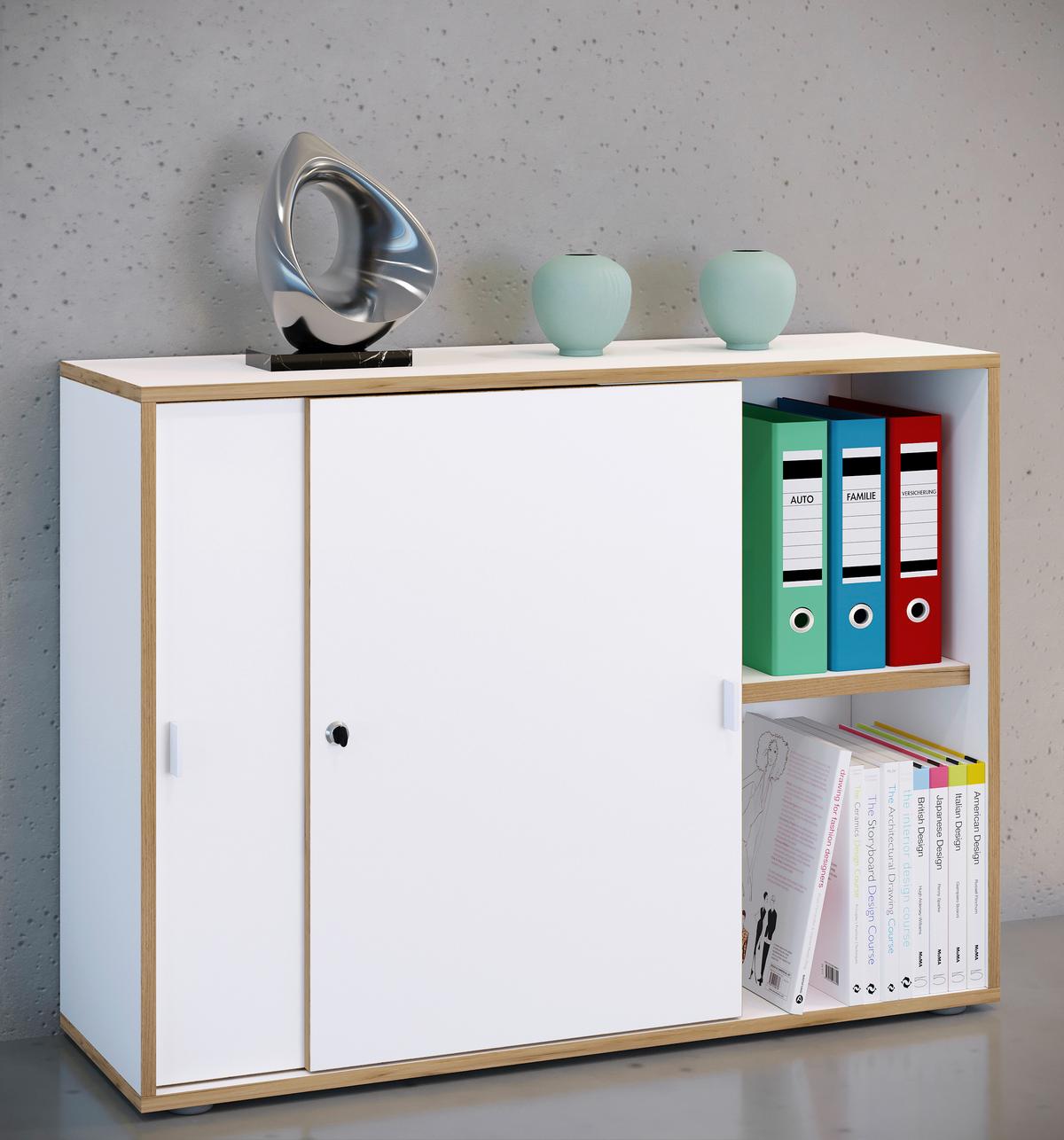 Arhivska Omara Salia B100, Bela, Barva Hrasta - bela/medeni hrast, Design, leseni material (100/74/33cm) - MID.YOU