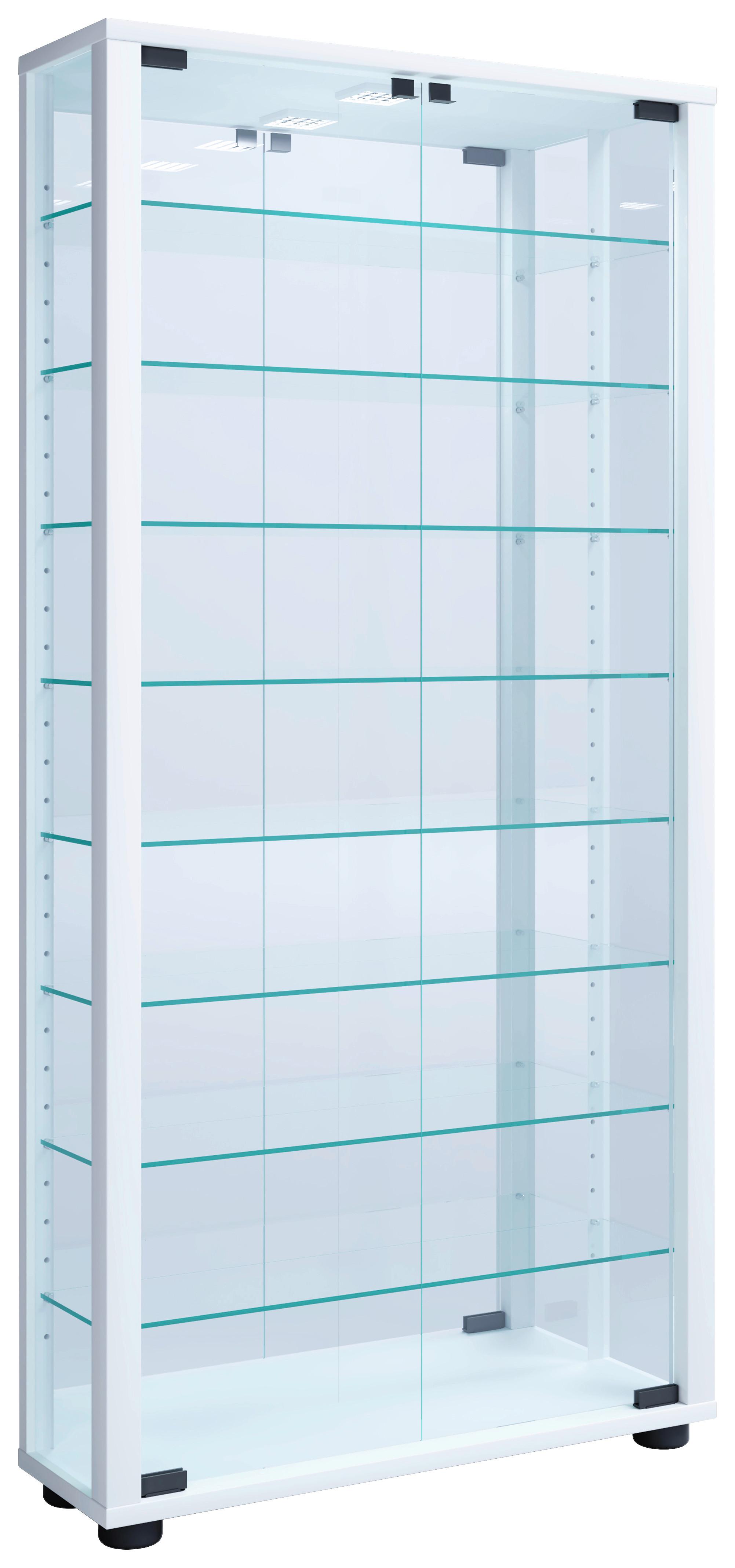 Hängevitrine Vitrosa ca. 59x114x18 cm Weiß - Schwarz/Weiß, MODERN, Glas/Holzwerkstoff (59/114,3/18cm) - MID.YOU