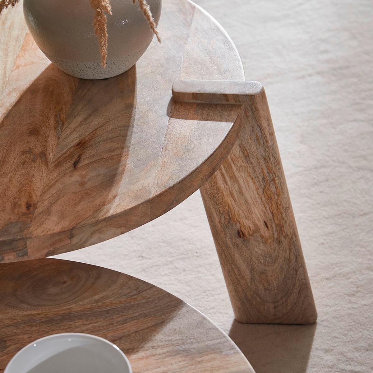Beistelltisch-Set Wohnling 2-tlg. rund Mangoholz - Hellbraun, MODERN, Holz (53/32/53cm) - MID.YOU