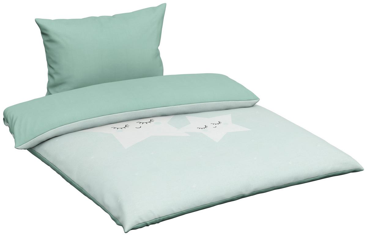 POŚCIEL NIEMOWLĘCA GWIAZDY/KSIĘŻYC - biały/miętowy, Basics, tkanina (100/135cm) - My Baby Lou