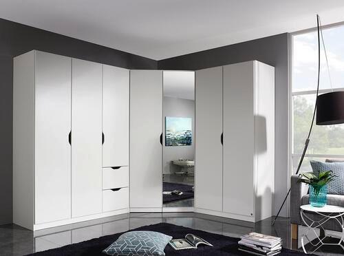 Kutni Ormar Freising - bijela/prozirno, Moderno, drvni materijal (117/197/104cm) - Modern Living