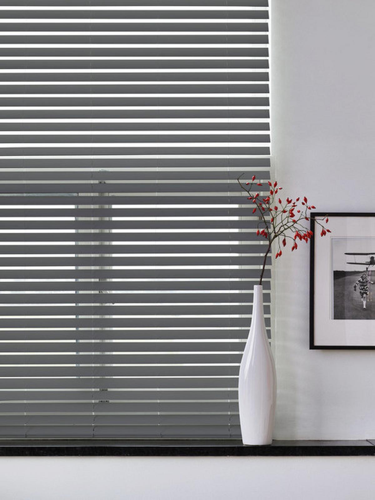 Jalousie PVC-JAL Holz 50mm Anthrazit ca. 60x130cm - Anthrazit, Design, Kunststoff (60/130cm)