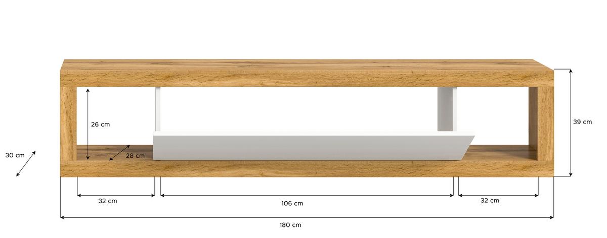 Tv Komoda Tango - hrast Wotan, Design, drvni materijal (180/39/30cm) - Modern Living