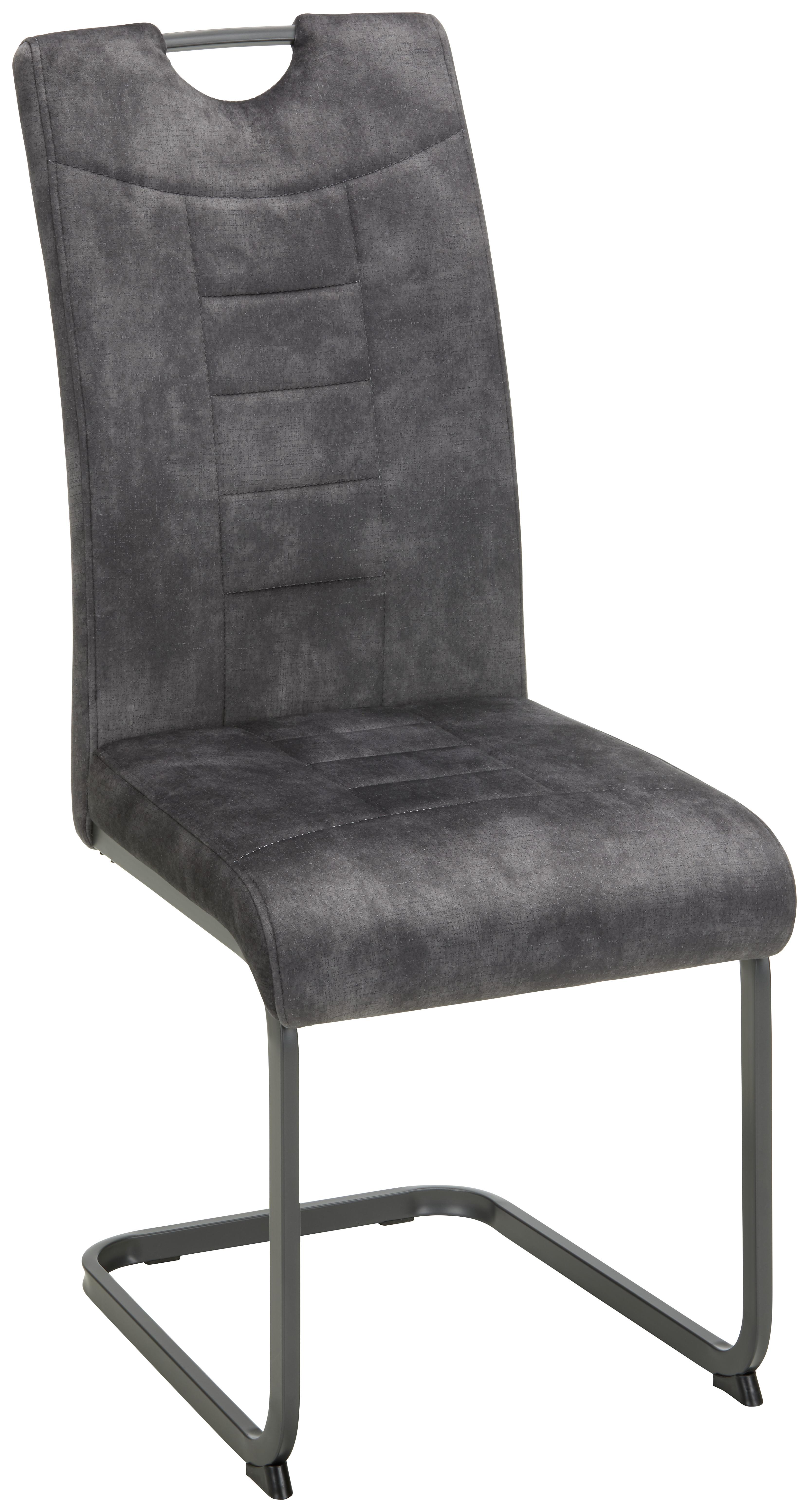 Szánkótalpas Szék Ruby 2 - Antracit/Szürke, modern, Fém/Textil (43/100/58cm) - Modern Living