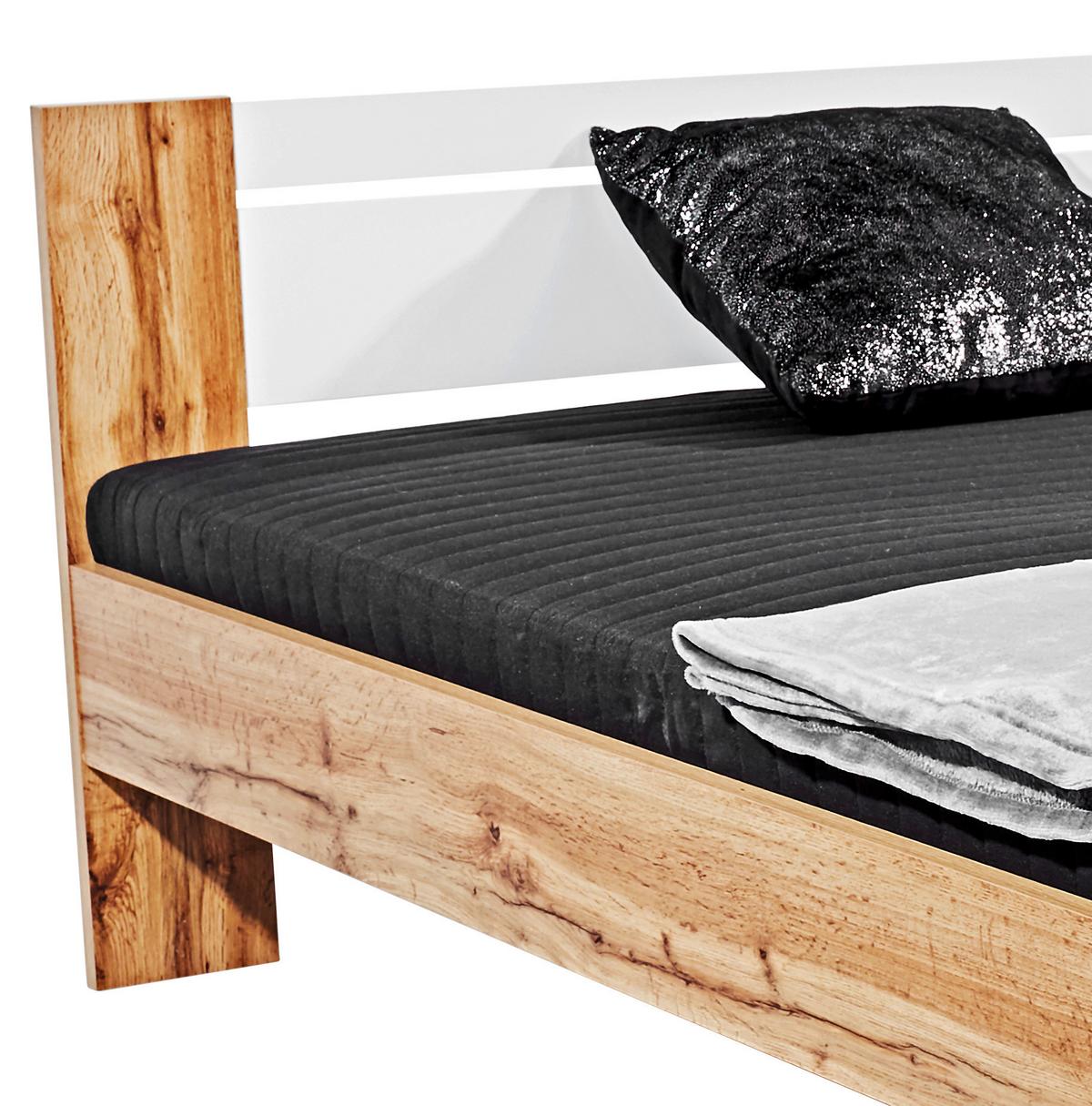 Futonska Postelja Vega -Based-, Divji Hrast, 140x200 - barve hrasta/bela, Konvencionalno, tekstil/leseni material (140/200cm) - Based