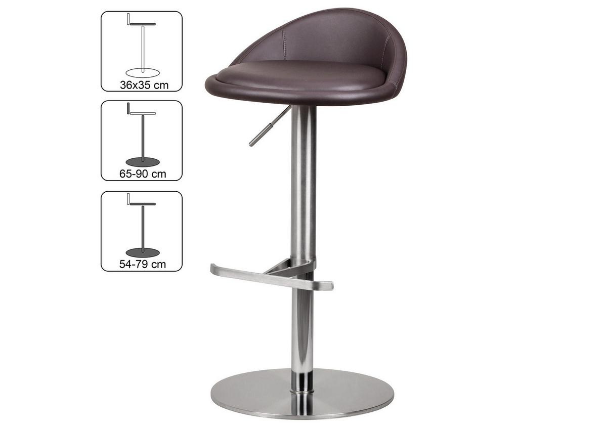 Barski Stol Wl1.602 - srebrne barve/rjava, Moderno, kovina/tekstil (43/54-79/43cm) - MID.YOU