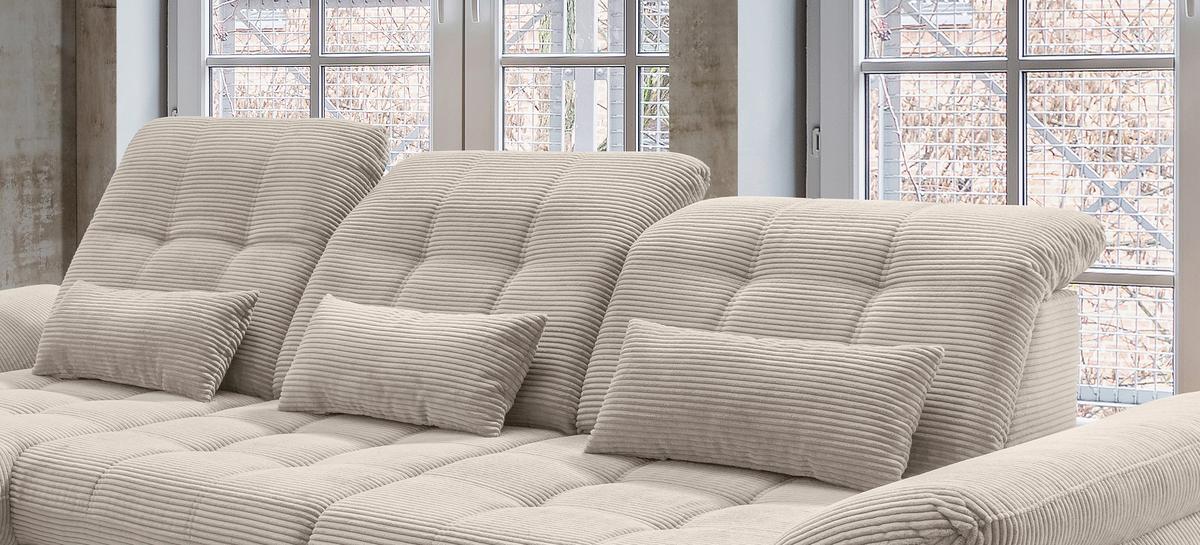 Ecksofa mit Bettkasten Rigatti ca. 184x314 cm Beige - Beige/Schwarz, MODERN, Textil/Metall (184/314cm) - Livetastic