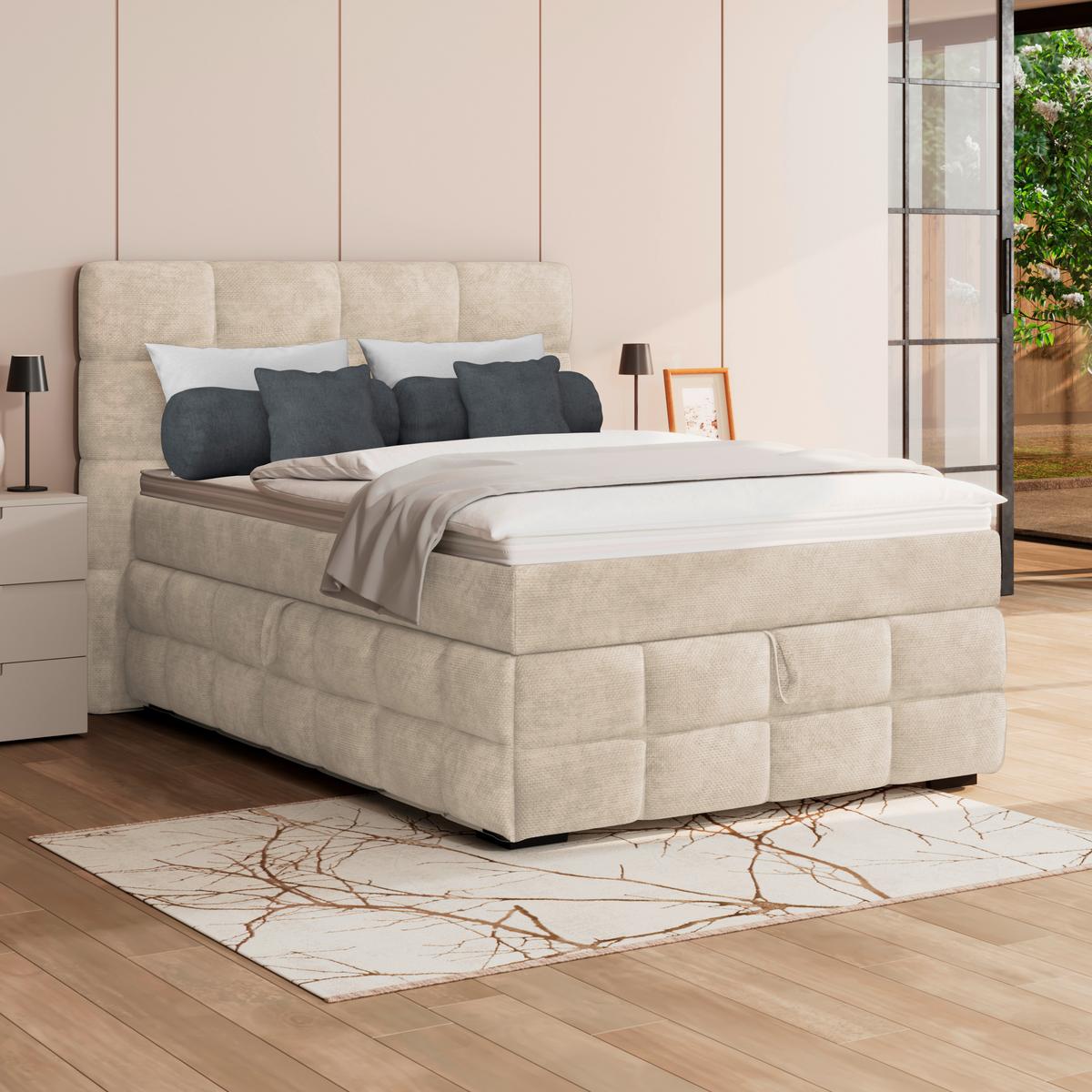 PAT BOX VEGA - alb/verde, Trend, lemn/textil (140/200cm) - Modern Living