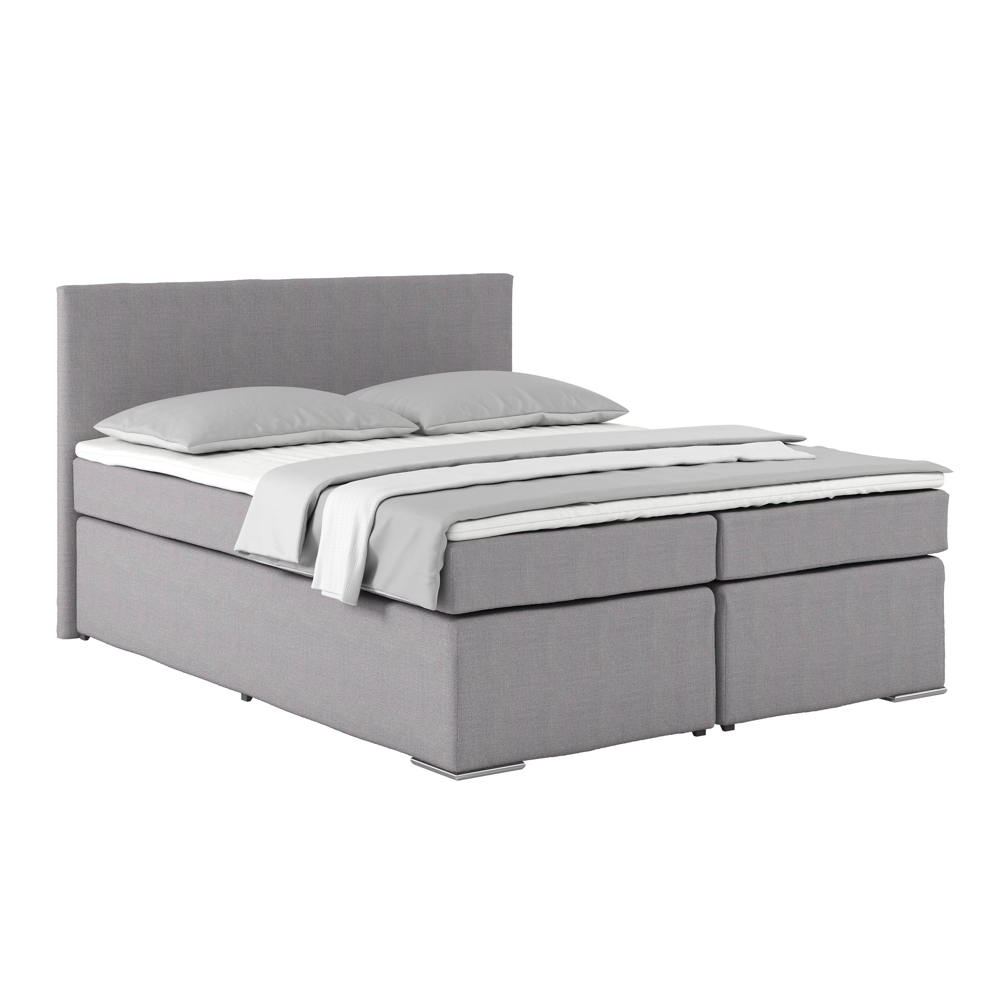 Boxspring Krevet Nero - boje kroma/sivo-bež, Konvencionalno, tekstil/metal (160/200cm) - Best Price