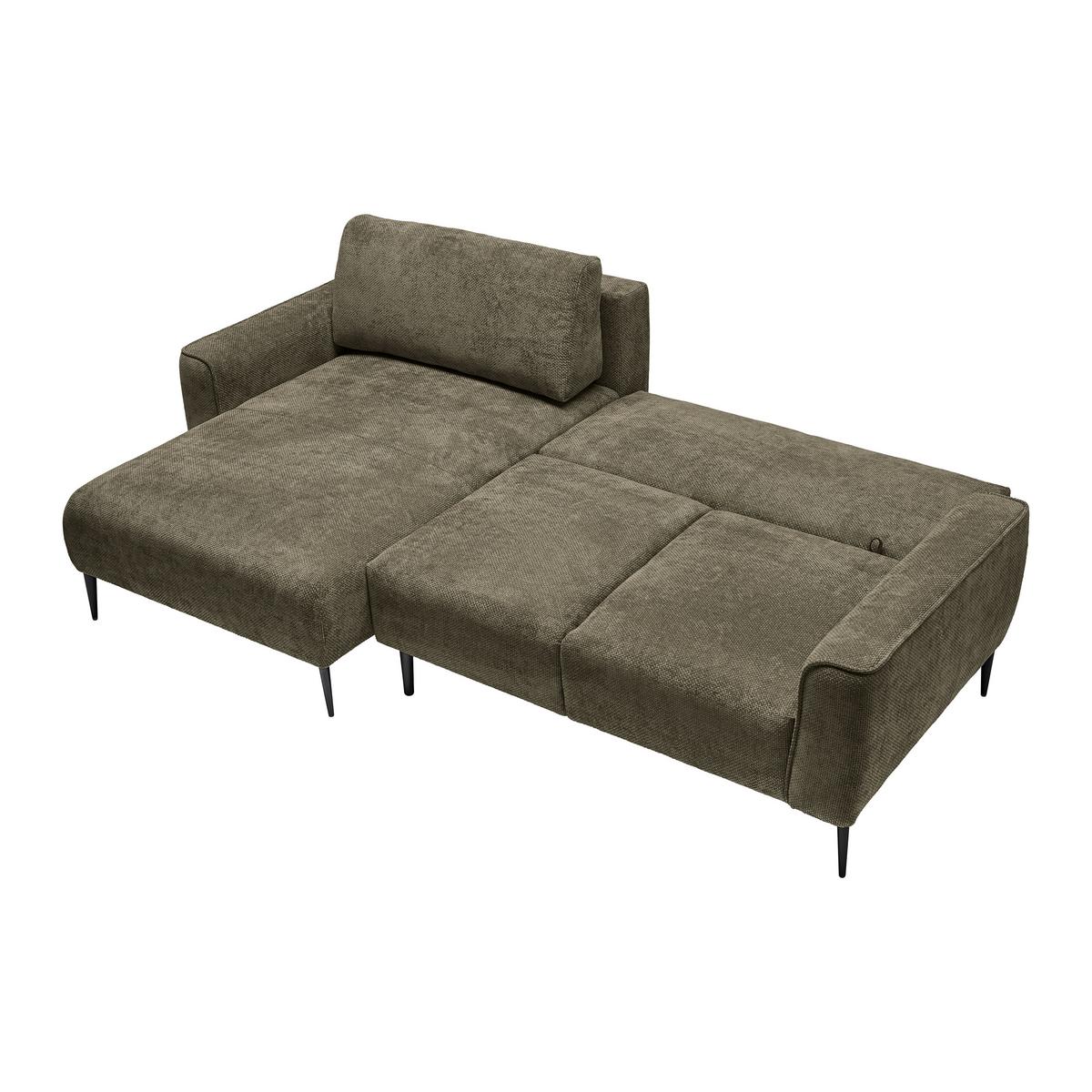 Ecksofa Custom Olivgrün - Schwarz/Olivgrün, MODERN, Textil/Metall (164/85/255cm) - Mömax