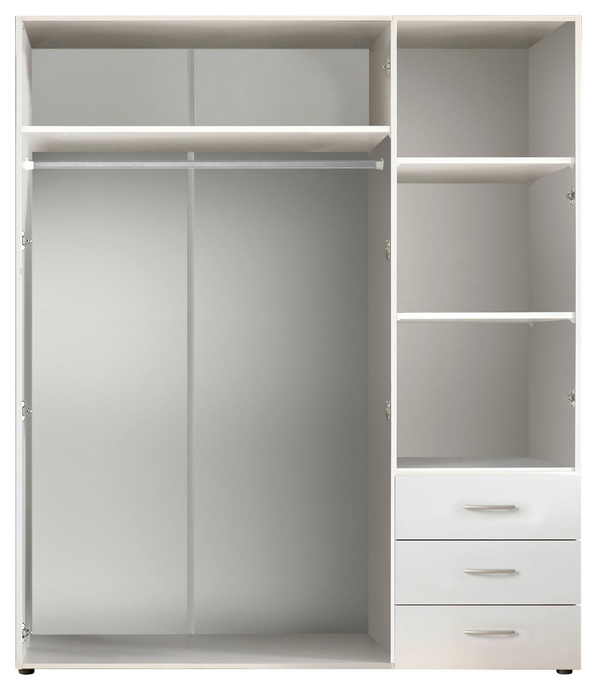 SZAFA UCHYLNA HARRY - kolor srebrny/biały, Modern, materiał drewnopochodny/tworzywo sztuczne (150/176/51,3cm) - MID.YOU