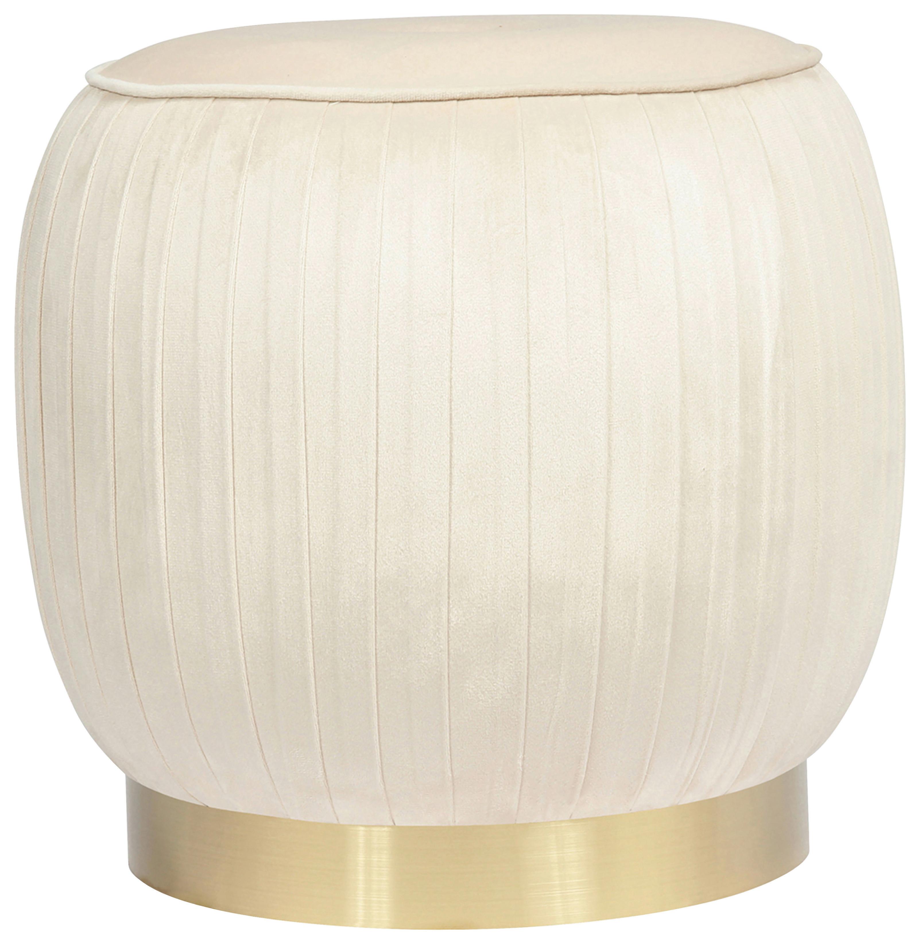 Hocker Lilje 100 - Goldfarben/Creme, Design, Textil/Metall (43/42cm) - Kayoom