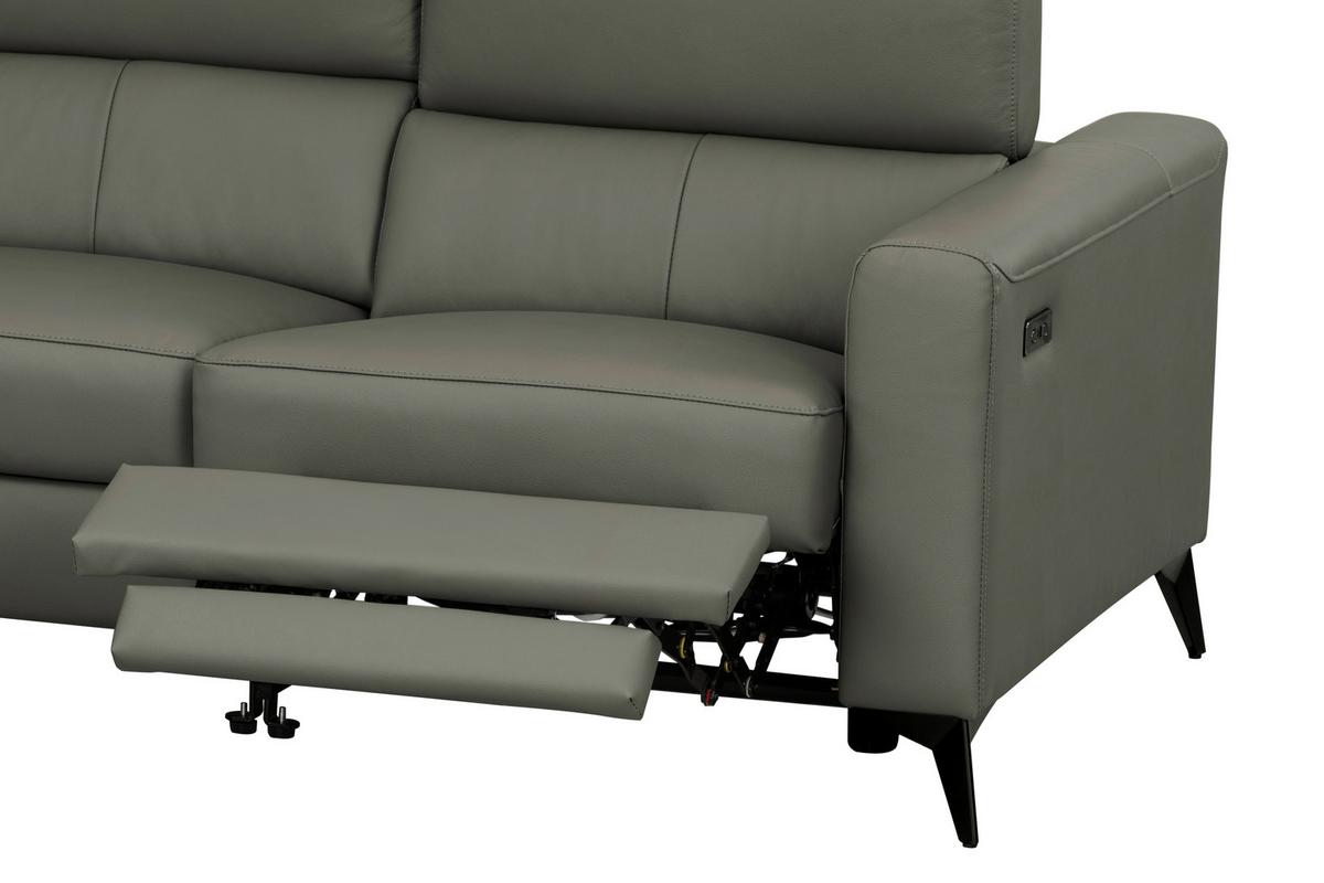 Wohnlandschaft Ben Dunkelgrau - Dunkelgrau/Schwarz, MODERN, Leder/Holz (102-180/75-95/235cm) - Premium Living