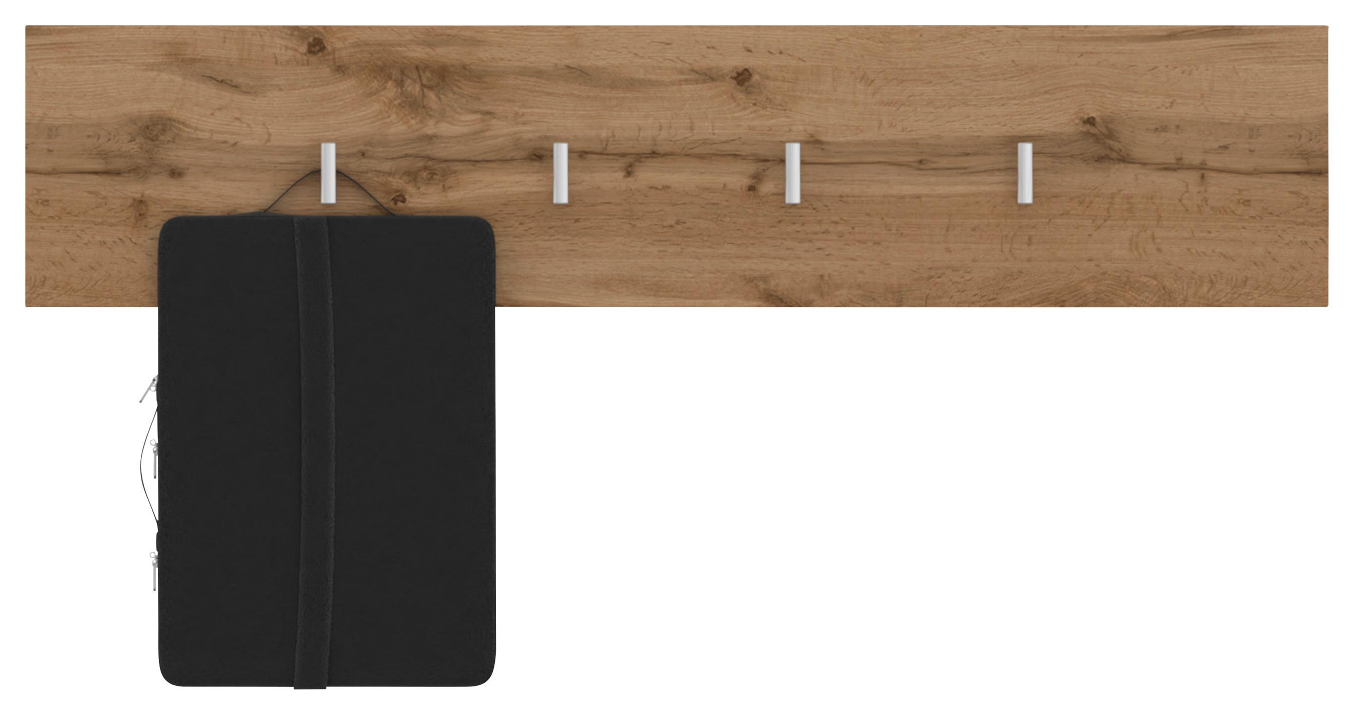 Stenski Obešalnik Hola, Barva Hrasta - hrast wotan, Trend, leseni material (90/19,5/1,6cm)