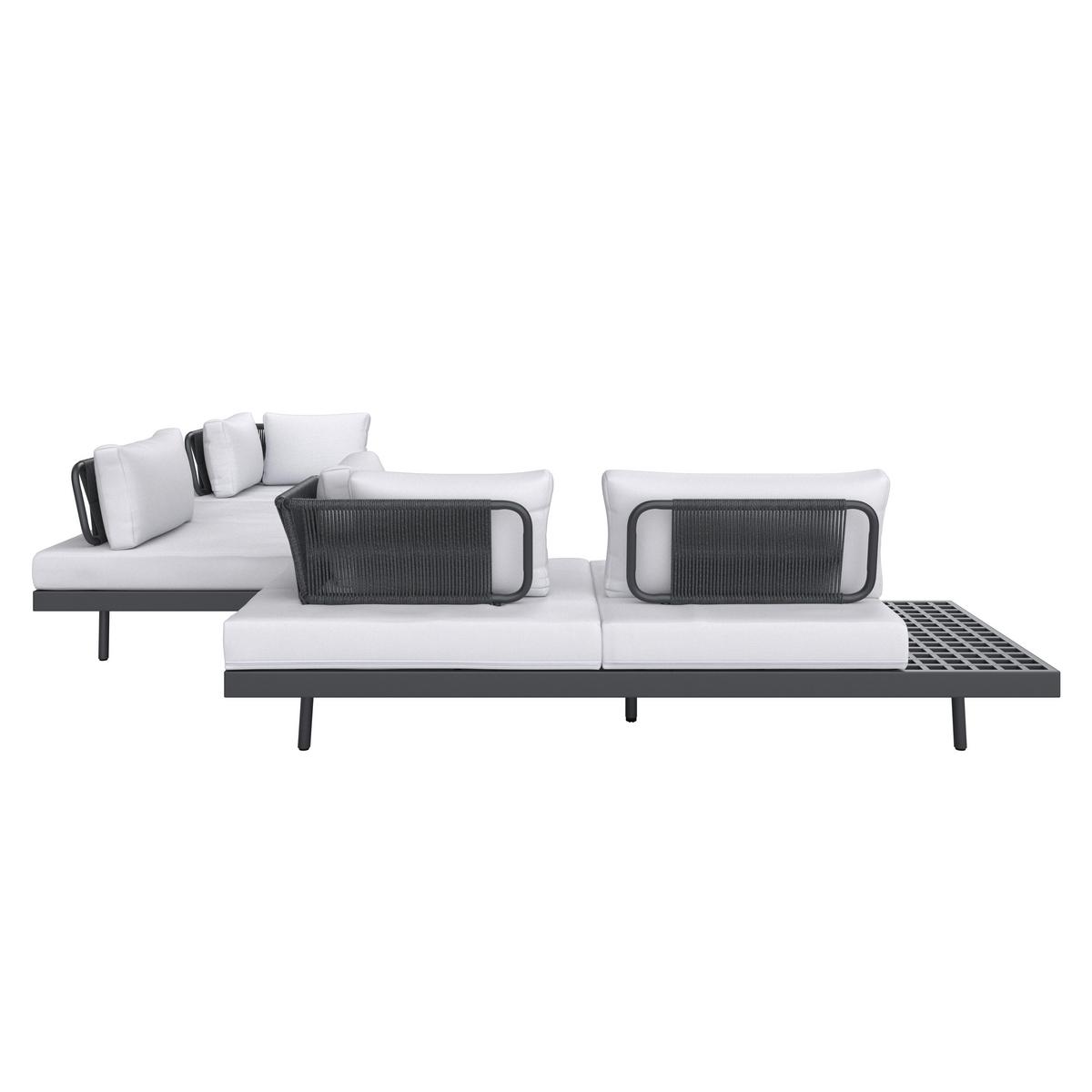 Lounge Garnitura Emma, Svetlo / Temno Siva, 4-Delno - temno siva, Moderno, kovina/les (220/79/87cm) - Bessagi Garden