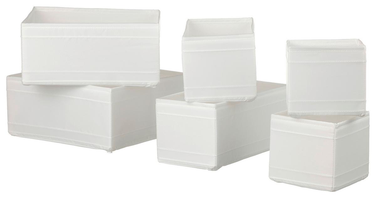 Aufbewahrungsboxen-Set Inside Weiß, 6-teilig - Weiß, KONVENTIONELL, Kunststoff/Textil - Mömax