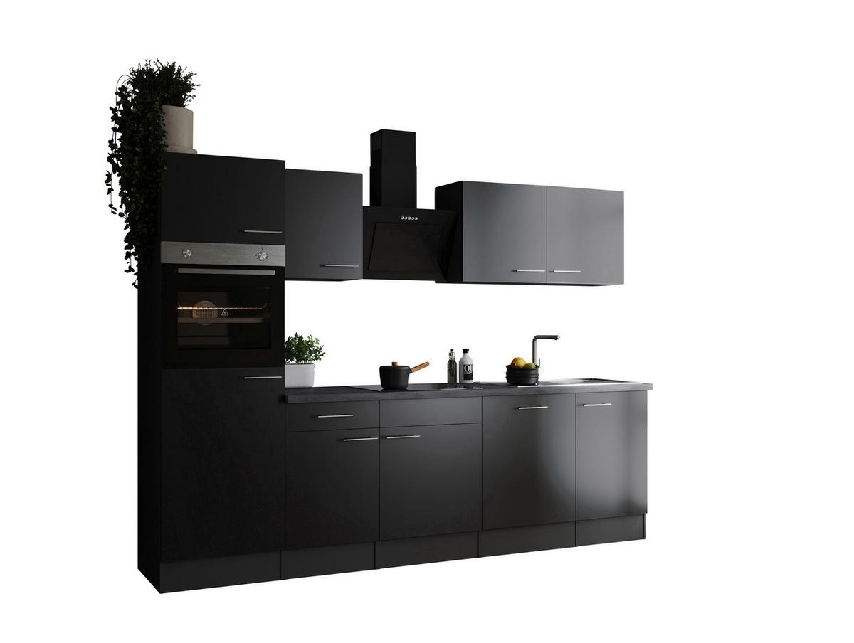 Kuhinjski Blok Z Aparati Oliver, 280cm - srebrne barve/črna, Design, kovina/leseni material (280cm) - Respekta