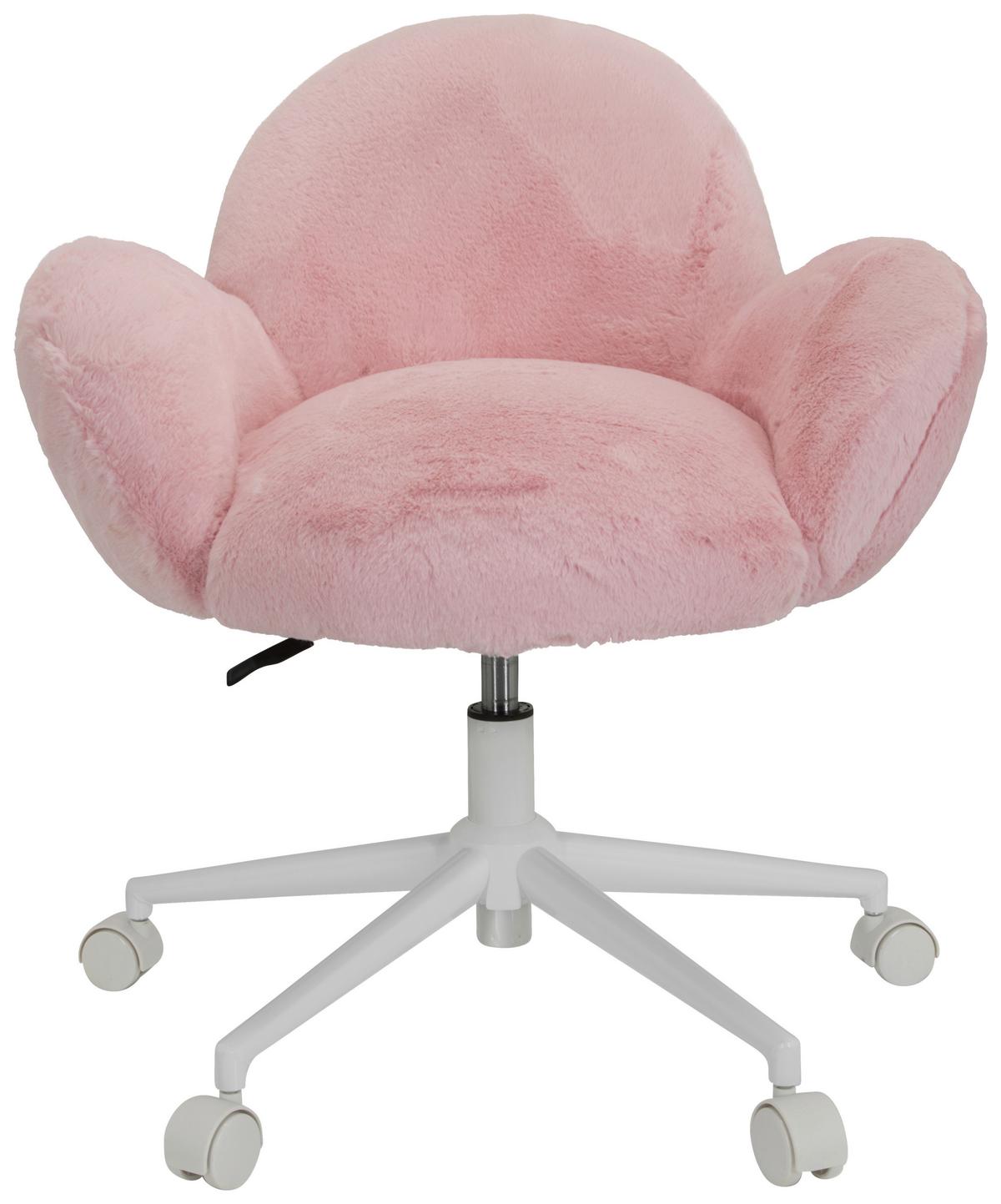 Jugenddrehstuhl Kiddy Teddy ca.65x79x64cm Teddystoff Rosa - Rosa/Weiß, MODERN, Kunststoff/Textil (65/79/64cm) - MID.YOU