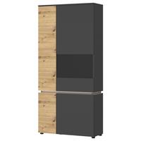 Vitrina Luci - siva/hrast Artisan, Trend, staklo/drvni materijal (90,4/199/40cm) - Modern Living