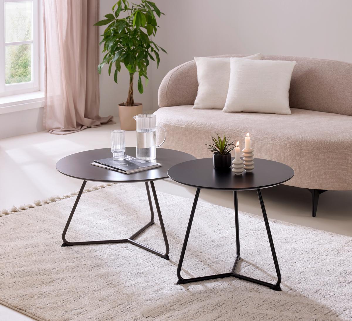 Dohányzóasztal Kerek Mica - fekete, Modern, faalapú anyag/fém (55/46cm) - Mömax