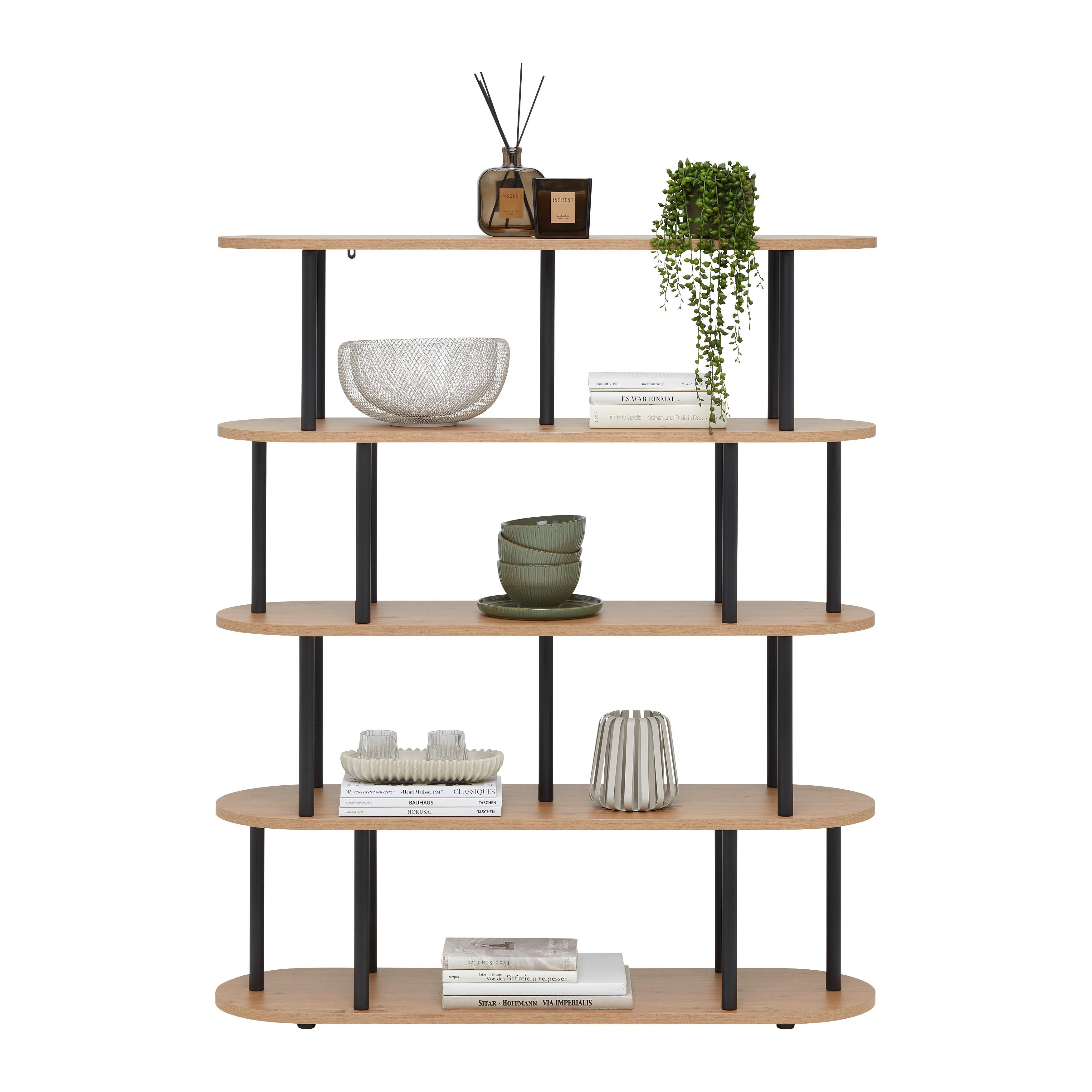 Regal Nimo Schwarz/Eiche Artisan - Schwarz/Eiche Artisan, MODERN, Holzwerkstoff/Kunststoff (110/129/32cm) - Mömax