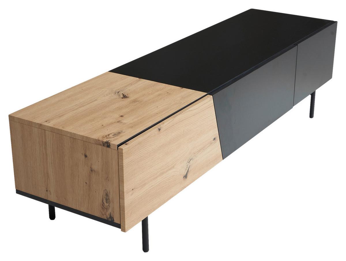 LOWBOARD WL6.815 - Eichefarben/Schwarz, Design, Holzwerkstoff/Metall (150/40/40cm) - Livetastic