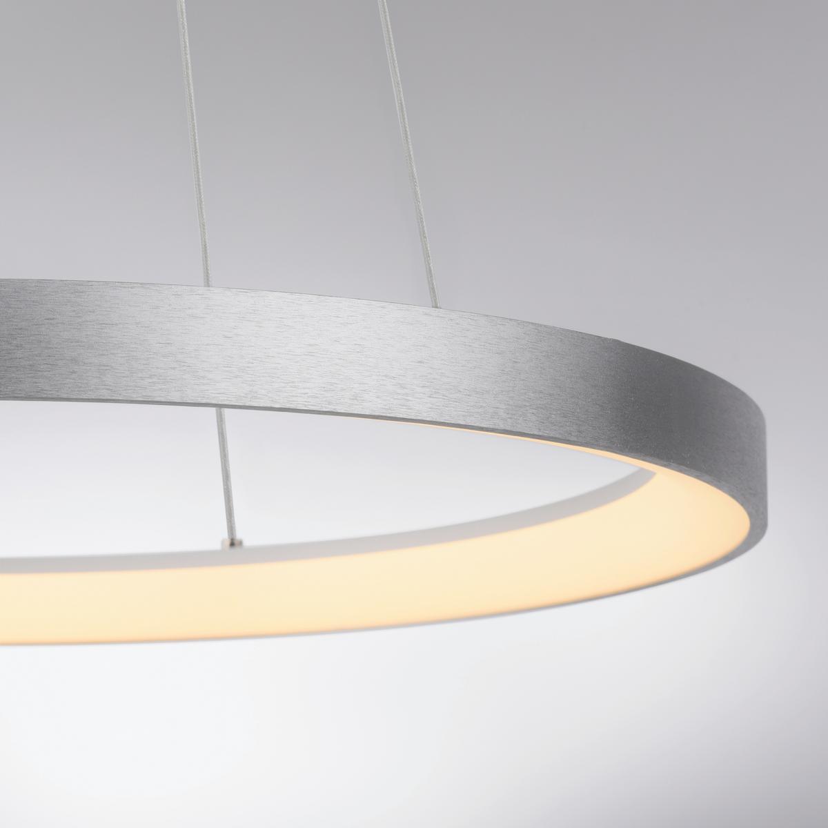 LAMPA ZWIESZANA LED 2851-95 HOOP - kolor aluminiowy, Design, tworzywo sztuczne/metal (57/180/200cm) - Paul Neuhaus