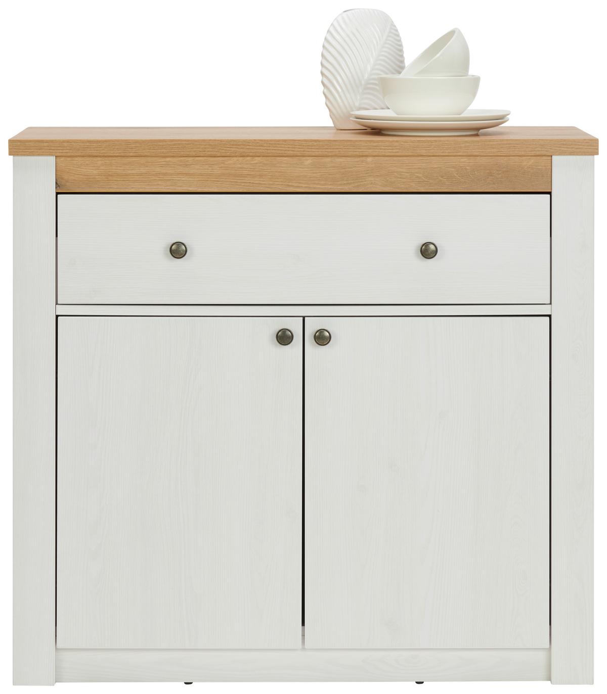 Komoda Rovigio, Barva Hrasta, Bela - bela/hrast san remo, Basics, kovina/umetna masa (97/90,5/42,5cm) - Landscape