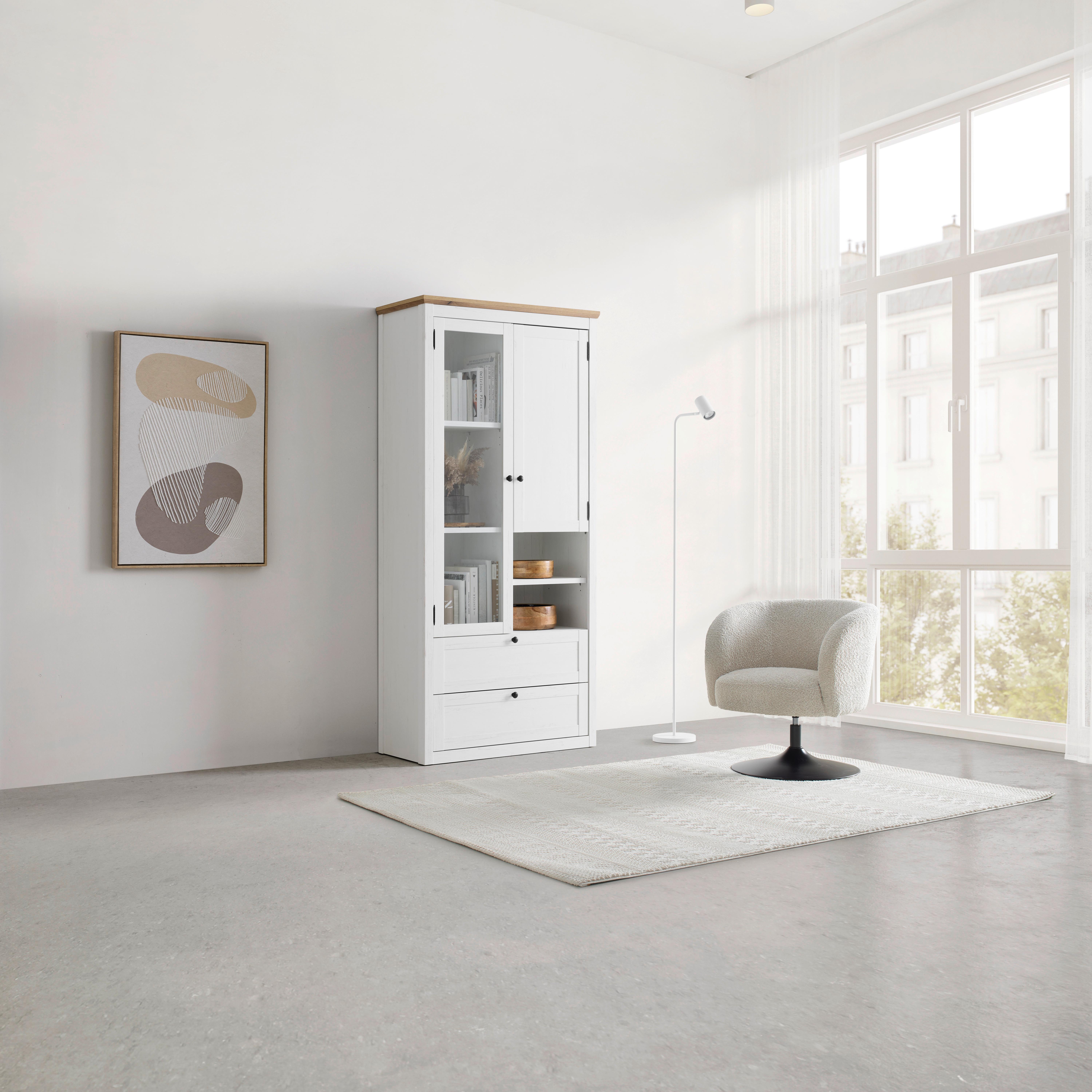 VITRINSKÅP KORSIKA -EXKLUSIV- - vit/svart, Romantik / Lanthus, metall/trämaterial (90/195/43cm) - Mömax