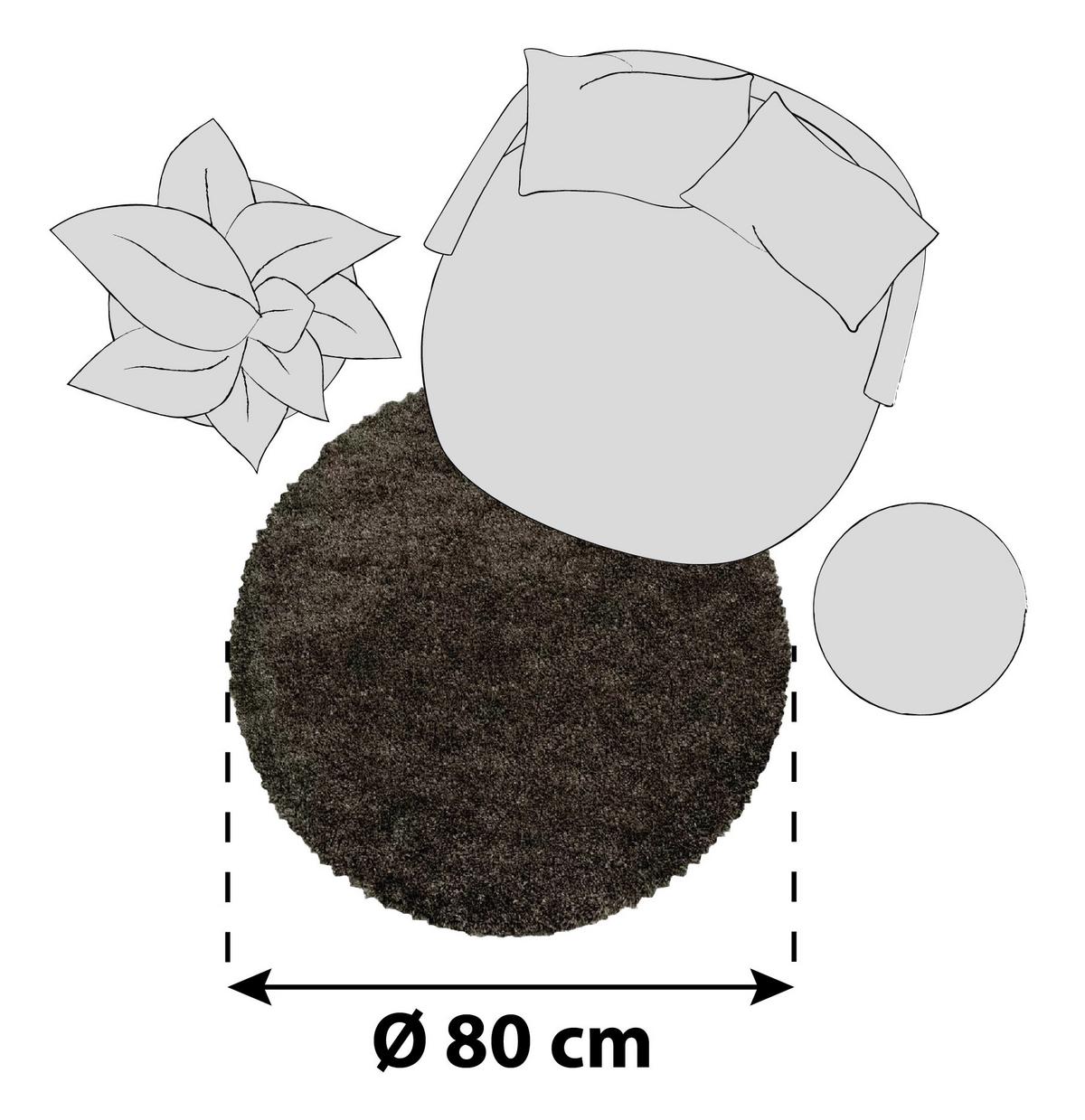 Hochflorteppich Fluffy Braun Ø ca. 80cm - Braun, Basics, Textil (80cm)