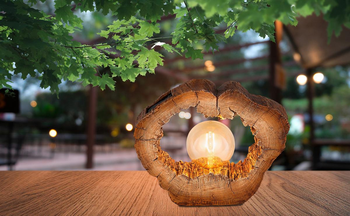 Solarna Svetilka Woodlight, S Sijalko - rjava, Natur, umetna masa (30,5/8,5/25,5cm) - Globo