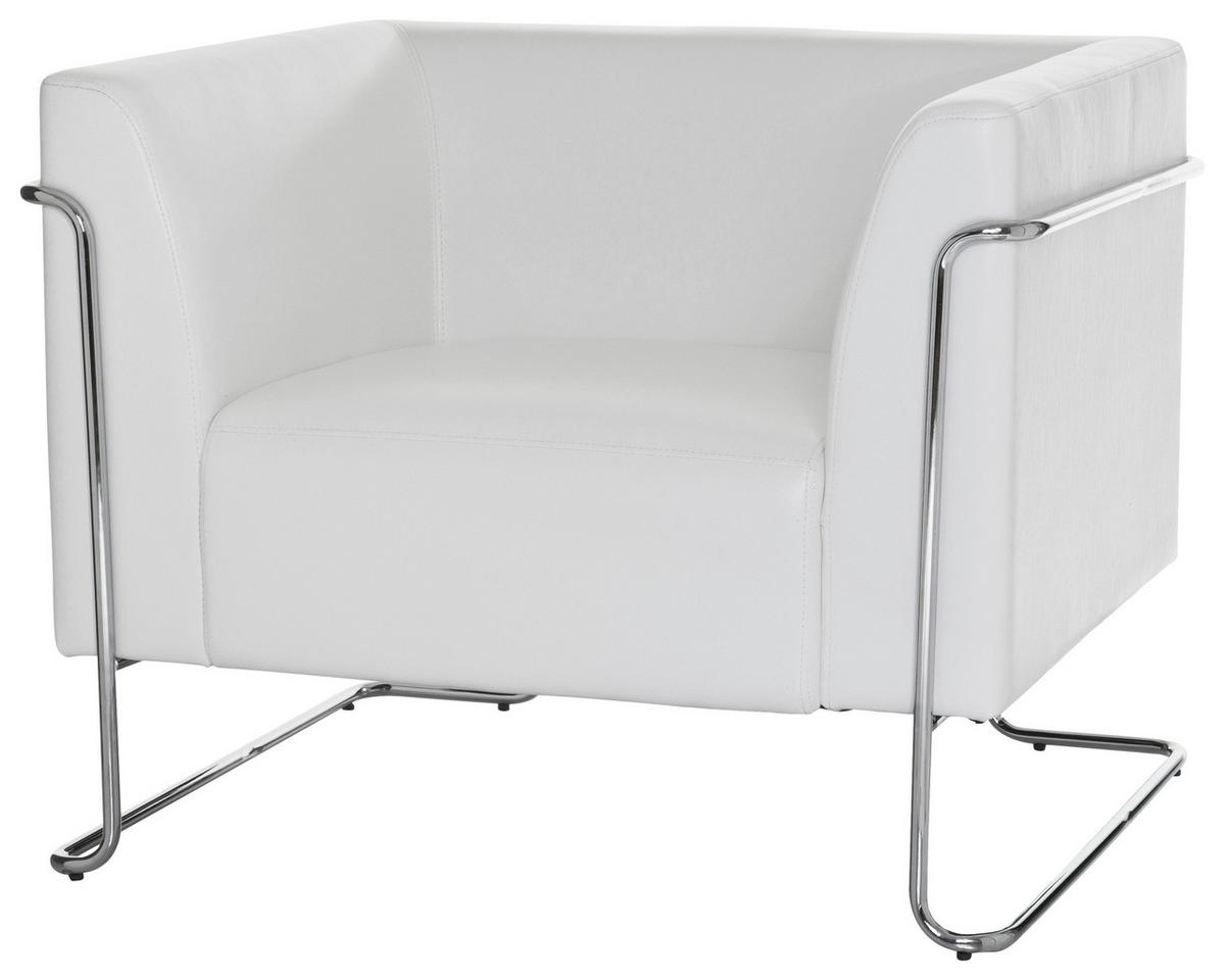 Fotelj Curacao, Bela - barve kroma/bela, Moderno, kovina/tekstil (88/74/74cm) - MID.YOU