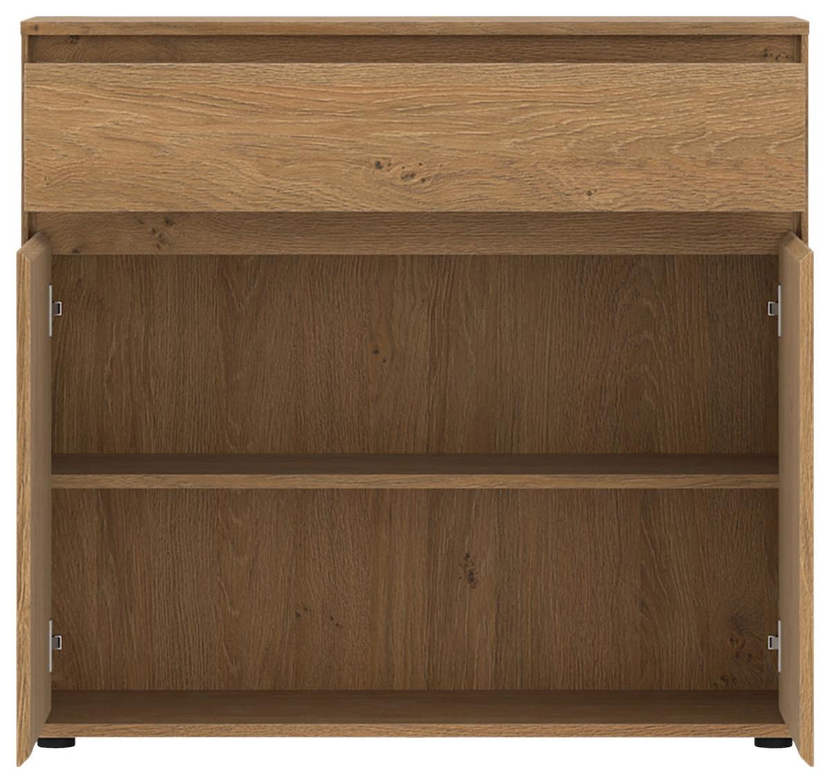 Komoda Calzado - boje hrasta/crna, Moderno, drvni materijal/plastika (92/86/35cm) - Modern Living