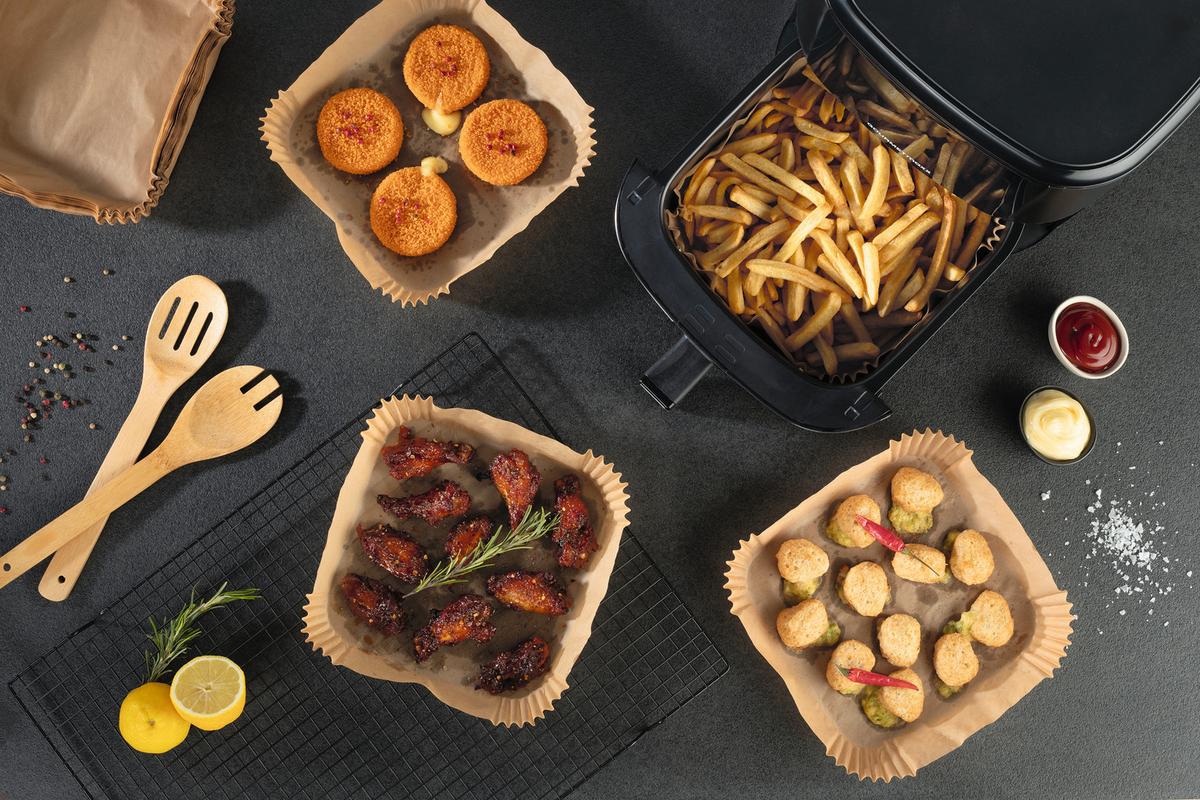 Backpapier Heißluftfritteuse Hellbraun, 100 Stk. - Hellbraun, KONVENTIONELL, Papier (20/20/4,5cm)