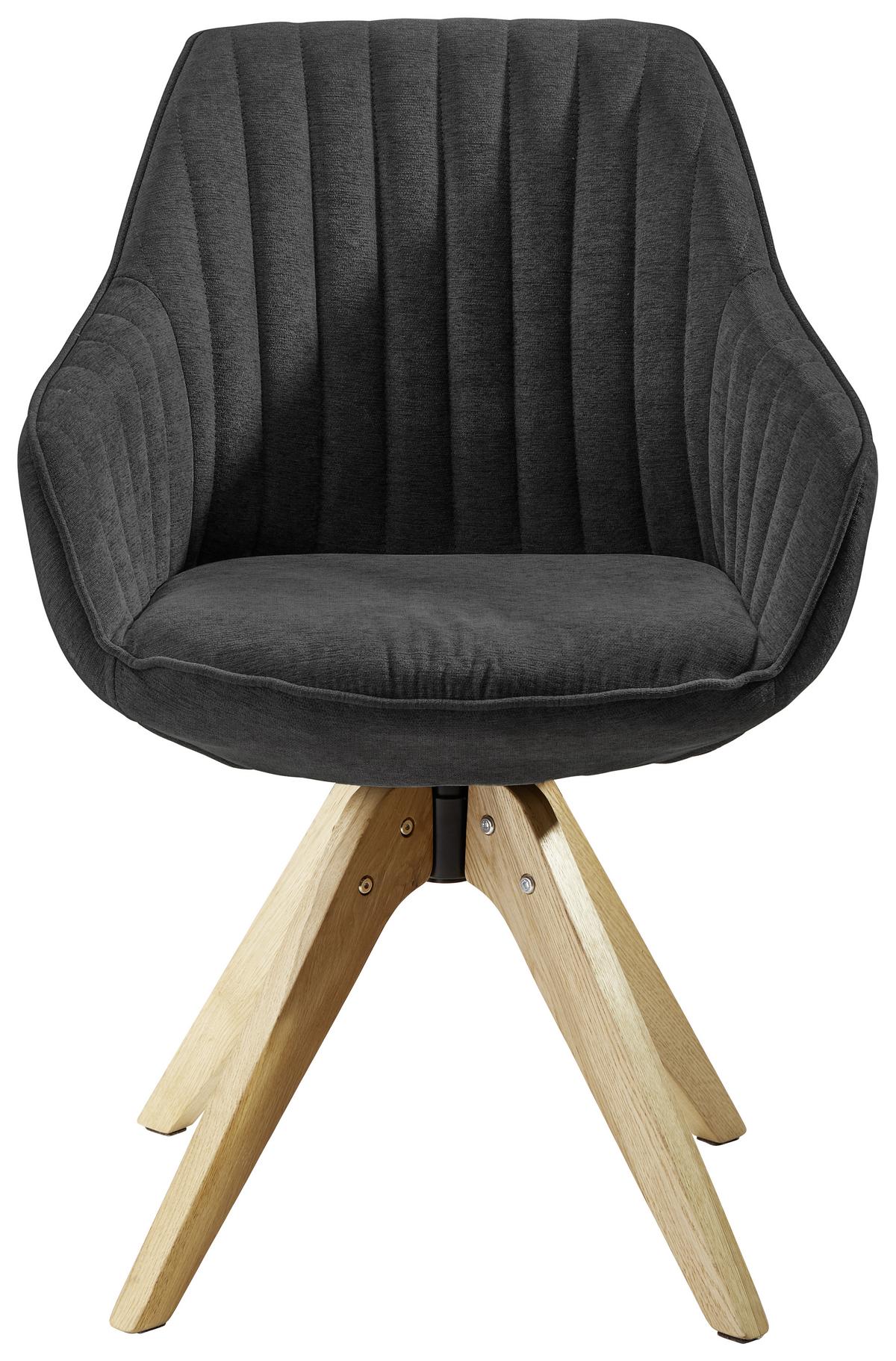 KRZESŁO Z PODŁOKIETNIKAMI CHILL    -HOM IN- - antracytowy/kolor naturalny, Lifestyle, tkanina/drewno (60/83/65cm) - Hom`in