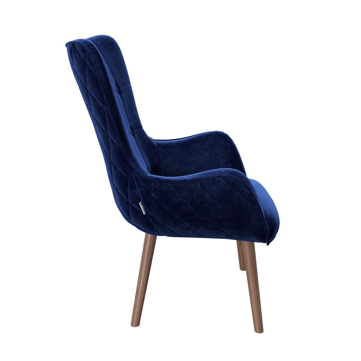PLAYBOY Ohrensessel Bridget Samt Blau - Blau/Braun, KONVENTIONELL, Holz/Textil (68/99/77cm) - Playboy