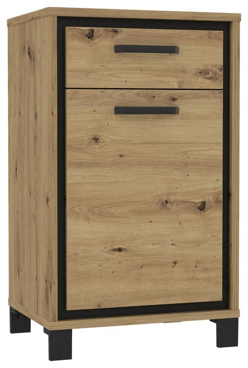 Schuhschrank "Trondheim" , Eiche - Eichefarben/Schwarz, Basics, Holzwerkstoff/Kunststoff (54,4/90,9/41,5cm) - Livetastic