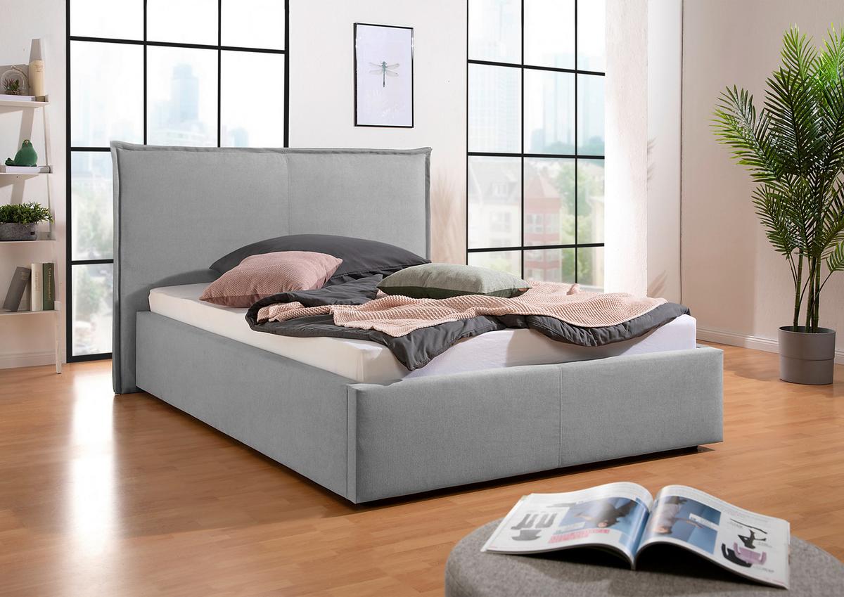 Polsterbett Stacey Grau ca. 140x200 cm - Schwarz/Grau, MODERN, Kunststoff/Textil (140/200cm) - Livetastic