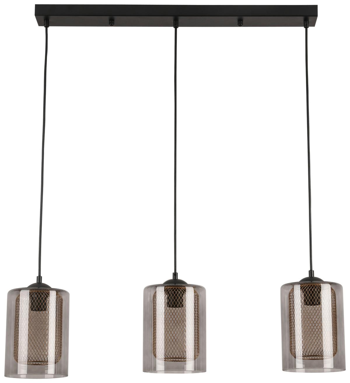 Hängeleuchte Jirmi max. 25 Watt - Goldfarben/Schwarz, MODERN, Glas/Metall (81/15,5/120cm) - Premium Living