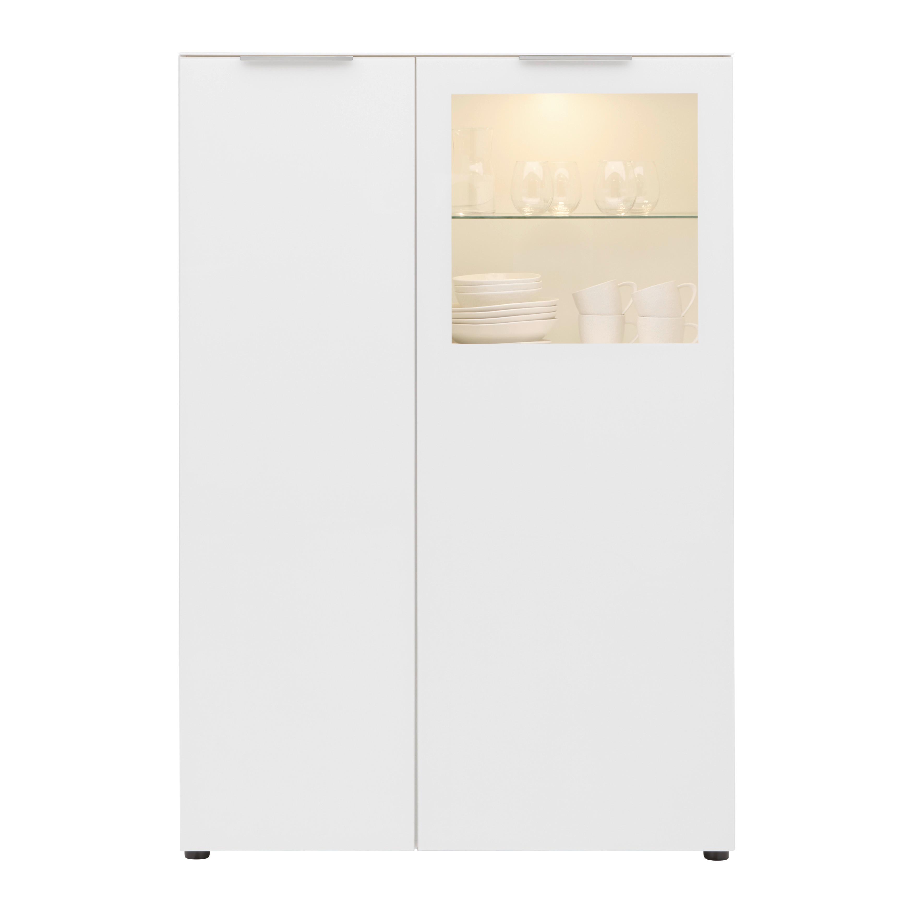 Vitrine Siena Weiß - Chromfarben/Schwarz, MODERN, Glas/Holzwerkstoff (105/151/40cm) - Premium Living