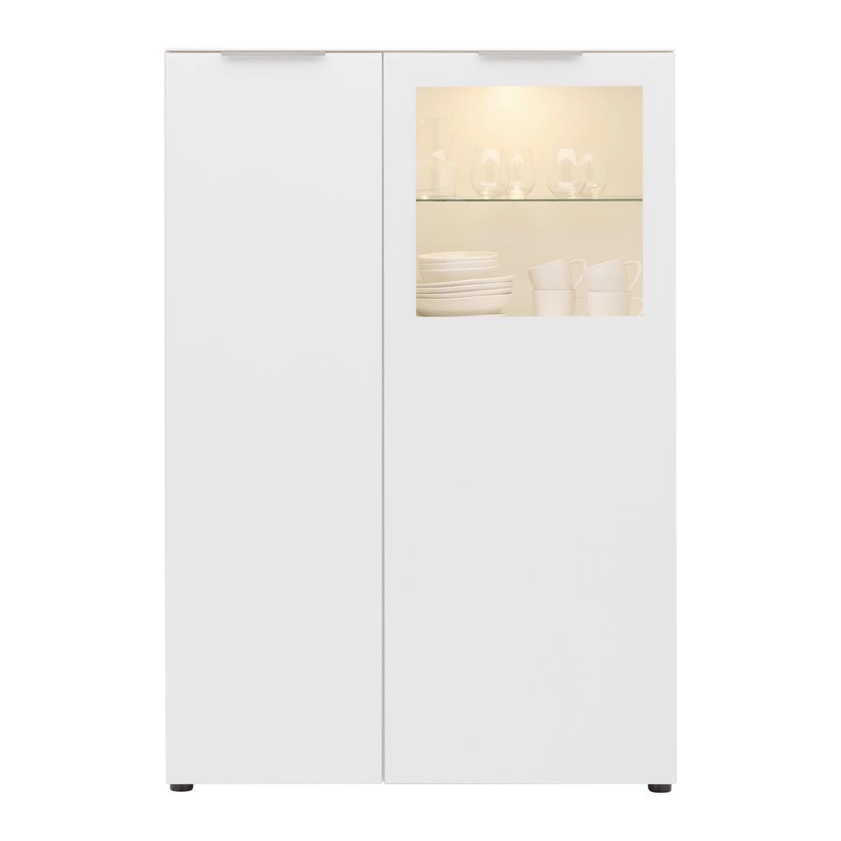 Vitrine Siena Weiß - Chromfarben/Schwarz, MODERN, Glas/Holzwerkstoff (105/151/40cm) - Premium Living