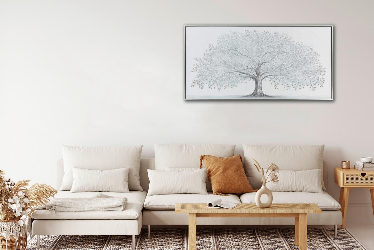 Slika Sa Ramom 140x70cm Lizel - tamnosiva/bela, Konvencionalno, drvo/tekstil (140/70/4,5cm) - Mömax