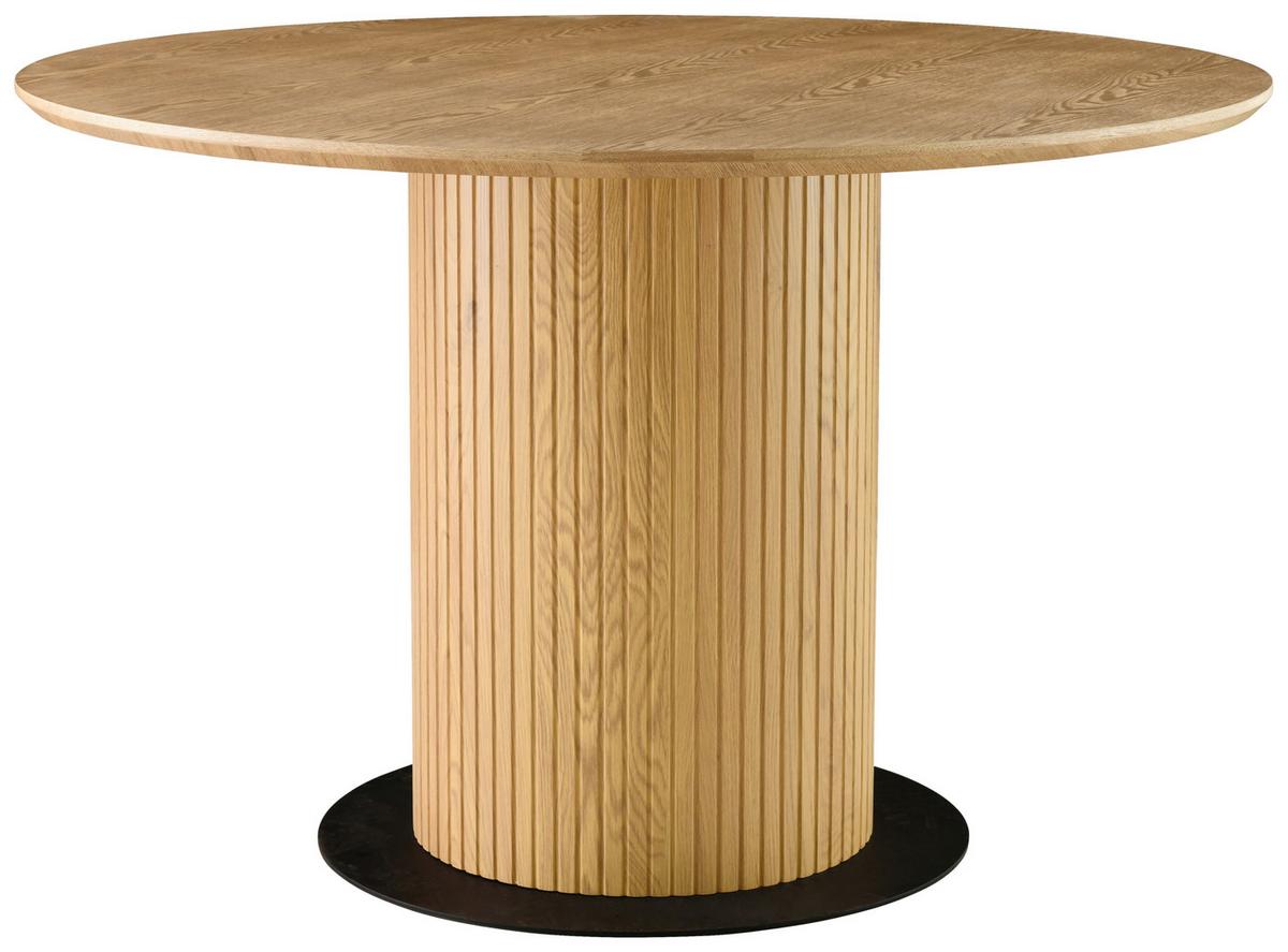 Jedilna Miza Jamie, Barva Hrasta, Ø 120cm - črna/barve hrasta, Trendi, kovina/leseni material (120/120/75cm) - MID.YOU