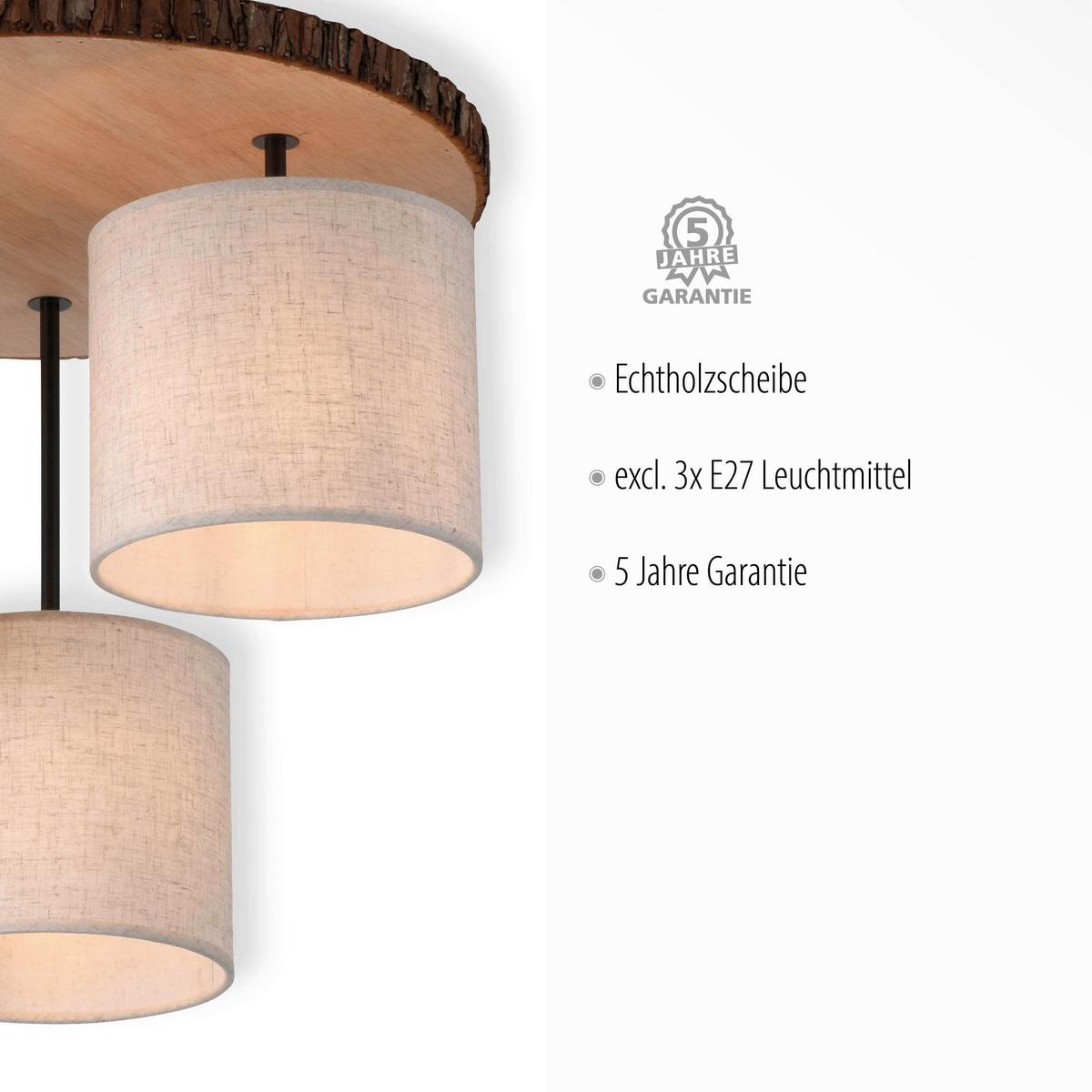 Deckenleuchte Bark Braun/Naturfarben max.120 Watt - Beige/Braun, KONVENTIONELL, Kunststoff/Textil (26-120/50/45cm)