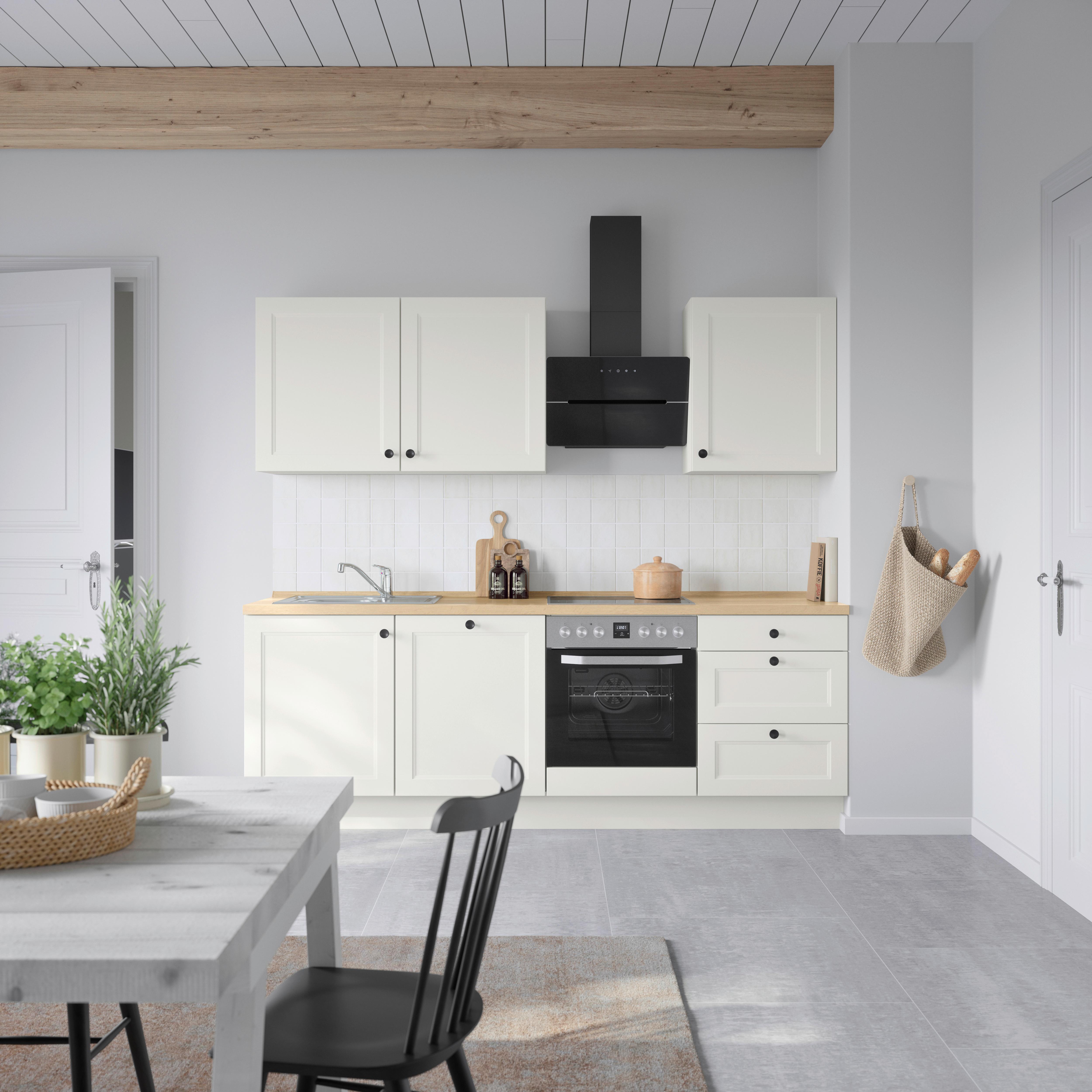 Küchenblock Cascada High m. Geräten Weiß - Eichefarben/Schwarz, MODERN, Holzwerkstoff/Metall (240cm) - Nobilia