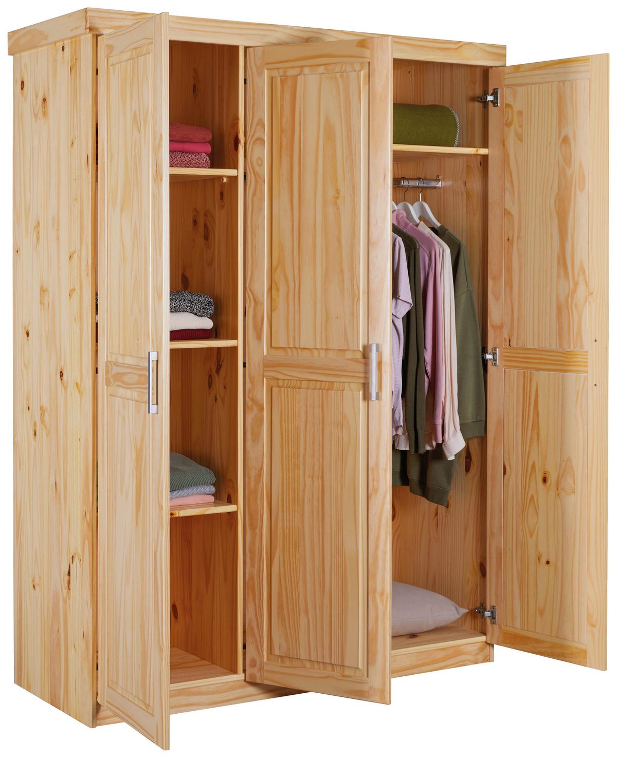 Drehtürenschrank Pelle ca. 140x190x55 cm Naturfraben - Silberfarben/Naturfarben, LIFESTYLE, Holz/Kunststoff (140/190/55cm) - MID.YOU